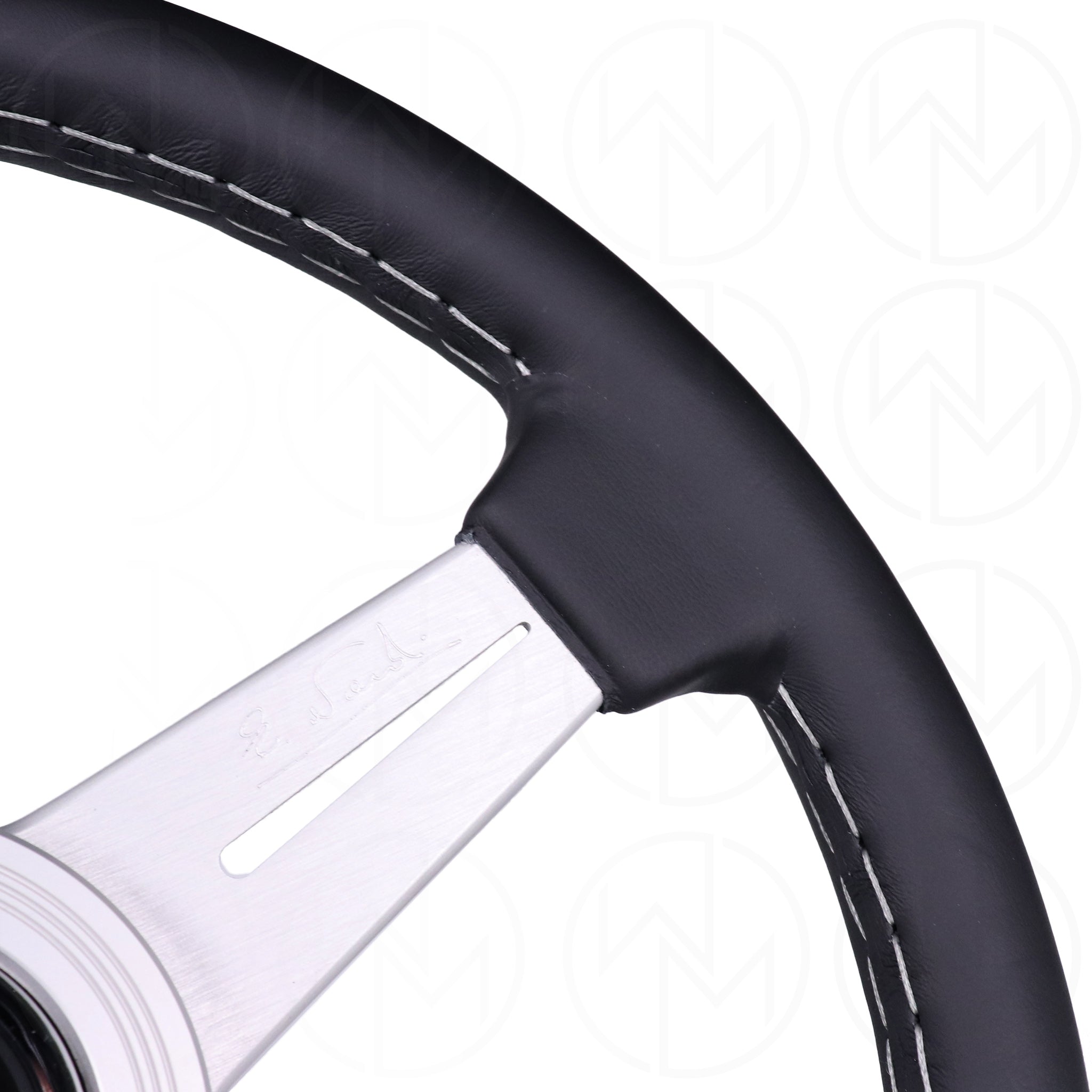Nardi Classic Steering Wheel - 330mm Leather w/Silver Spoke & Ring and Grey Stitch