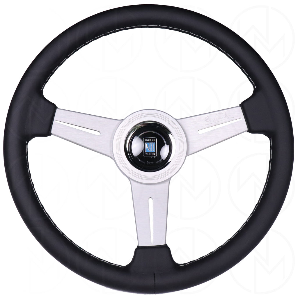 Nardi Classic Steering Wheel - 330mm Leather w/Silver Spoke & Ring and Grey Stitch