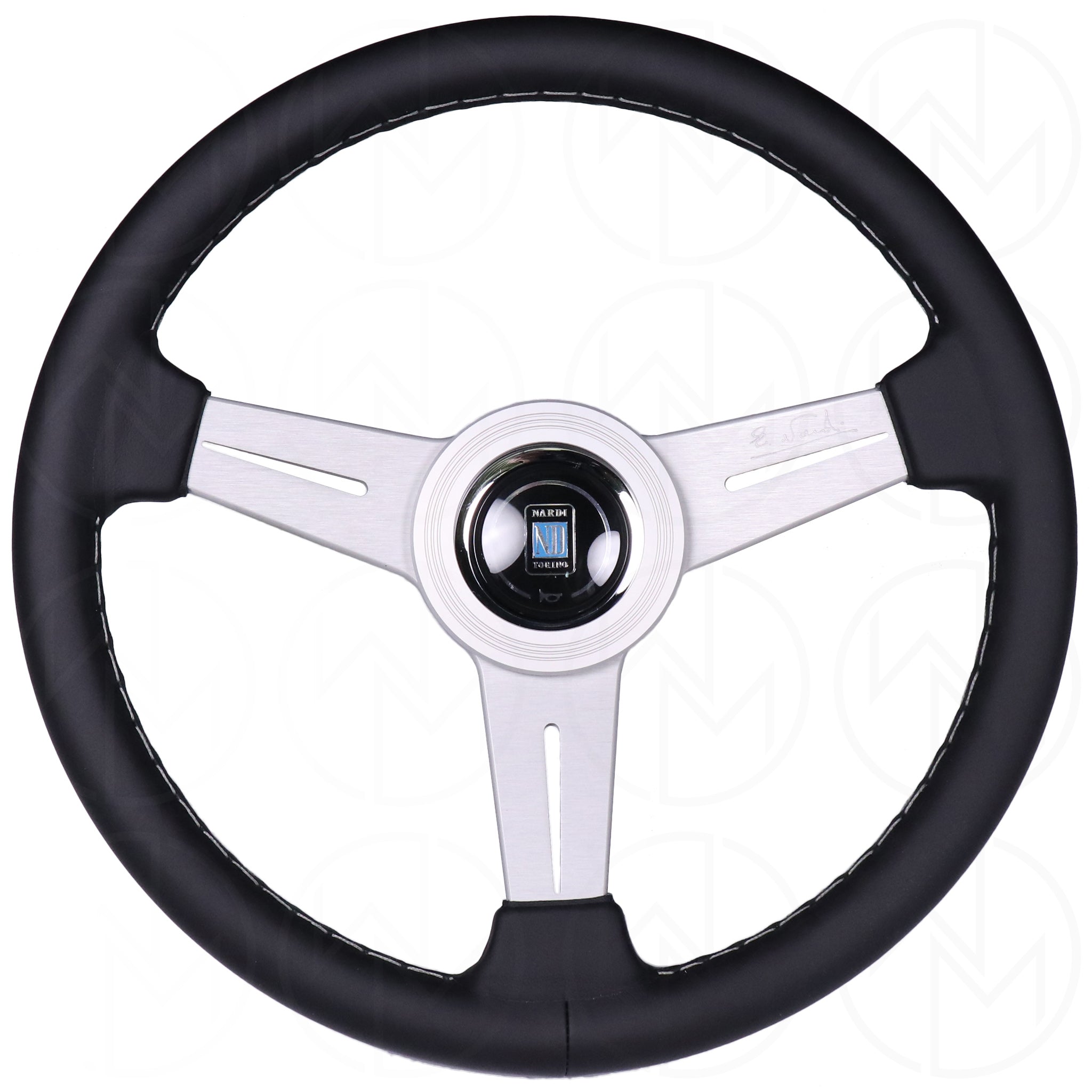 Nardi Classic Steering Wheel - 330mm Leather w/Silver Spoke & Ring and Grey Stitch