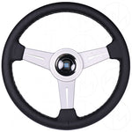 Nardi Classic Steering Wheel - 340mm Leather w/Silver Spoke & Ring and Grey Stitch