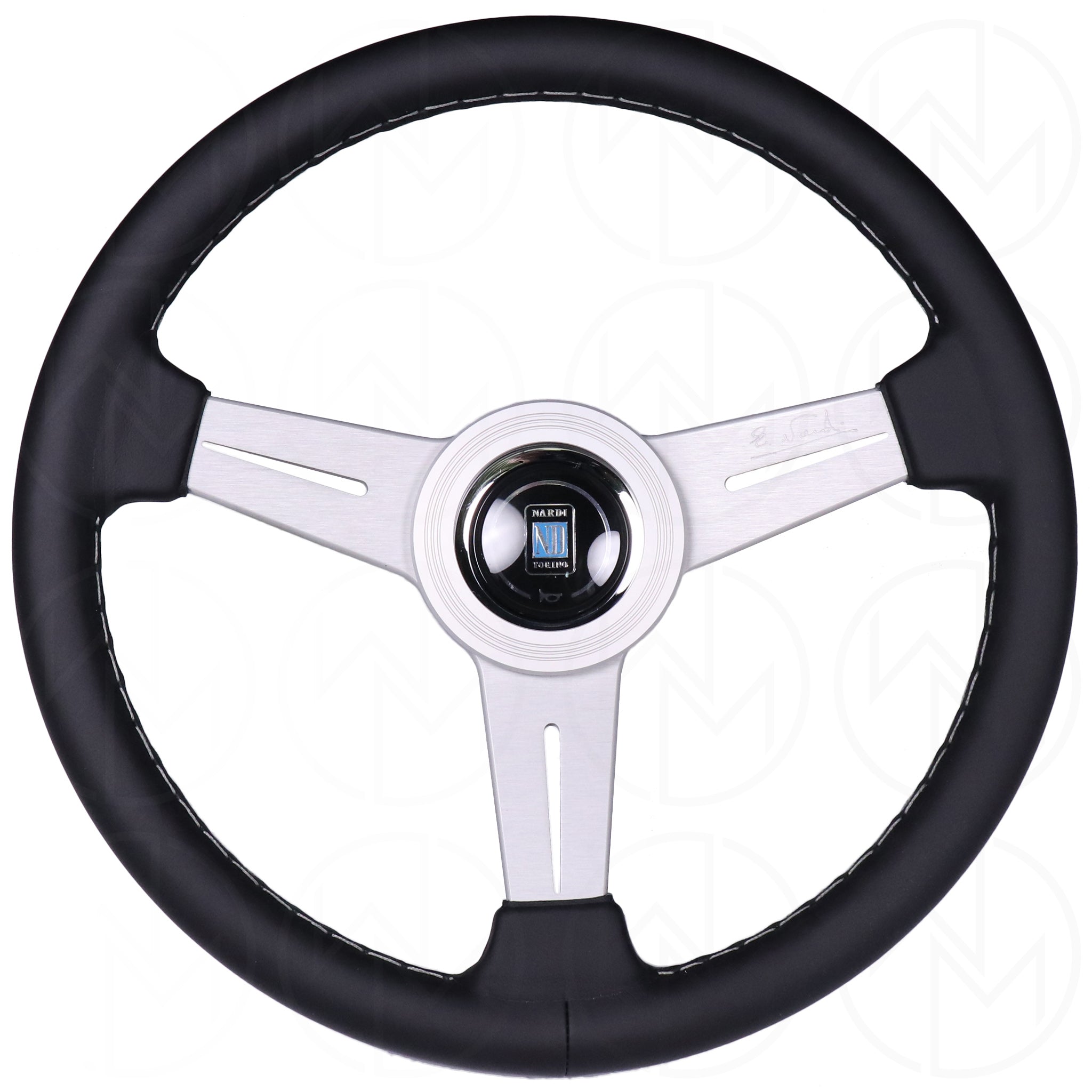 Nardi Classic Steering Wheel - 360mm Leather w/Silver Spoke & Ring and Grey Stitch