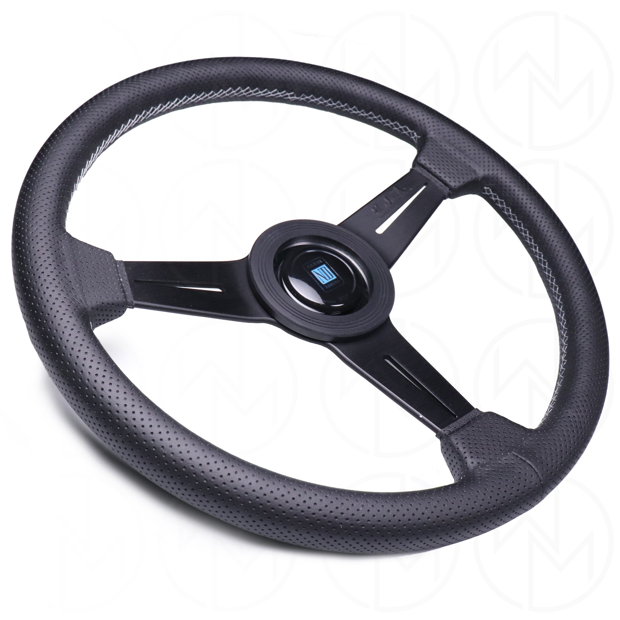 Nardi Classic Steering Wheel - 340mm Perforated Leather w/Black Spoke & Ring and Grey Stitch
