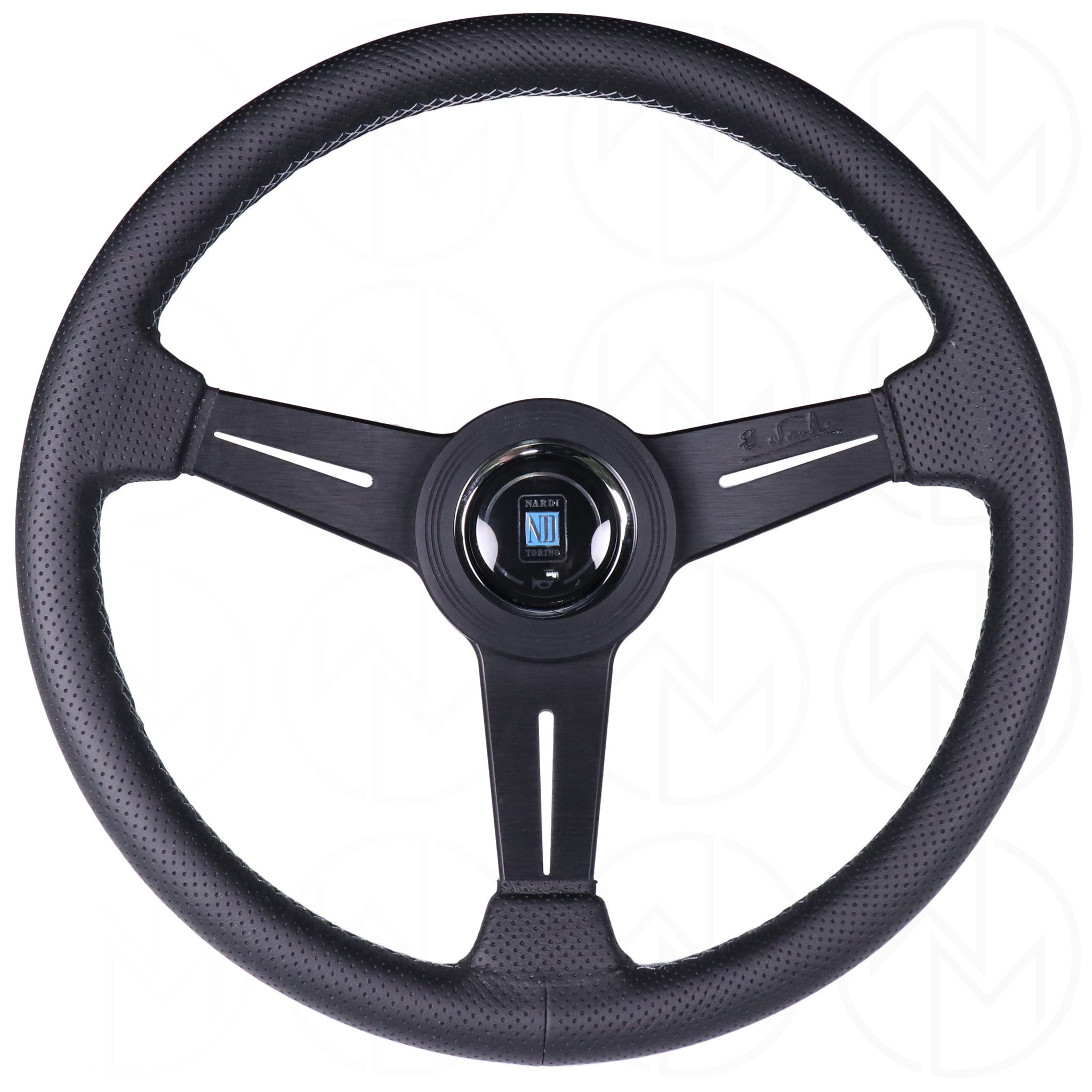 Nardi Classic Steering Wheel - 340mm Perforated Leather w/Black Spoke & Ring and Grey Stitch