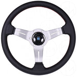 Nardi Sport Rally Deep Corn Steering Wheel - 330mm Perforated Leather w/Silver Spokes and Red Stitch