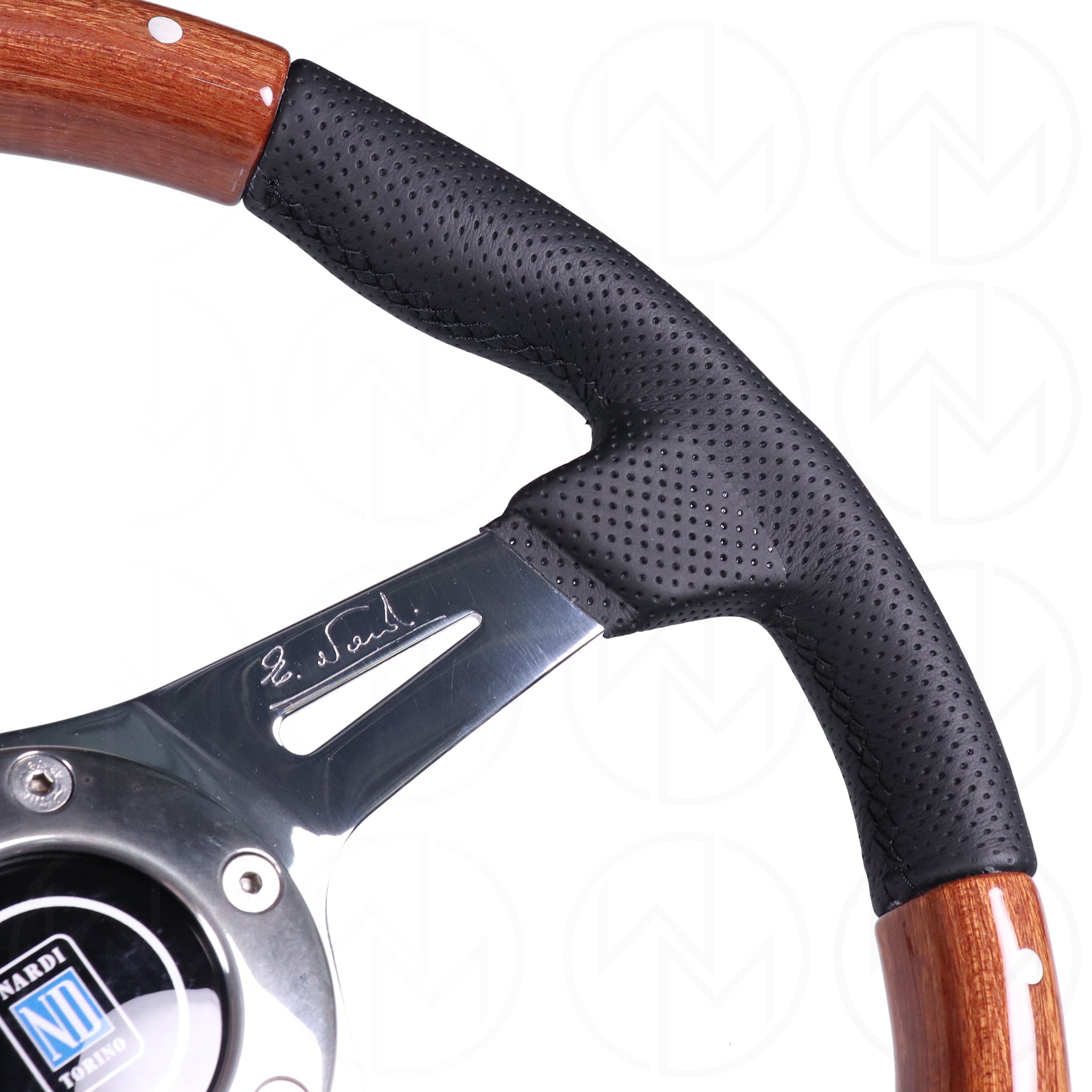 Nardi Kallista Wood Steering Wheel - 350mm Combo Wood & Leather w/Polished Spokes