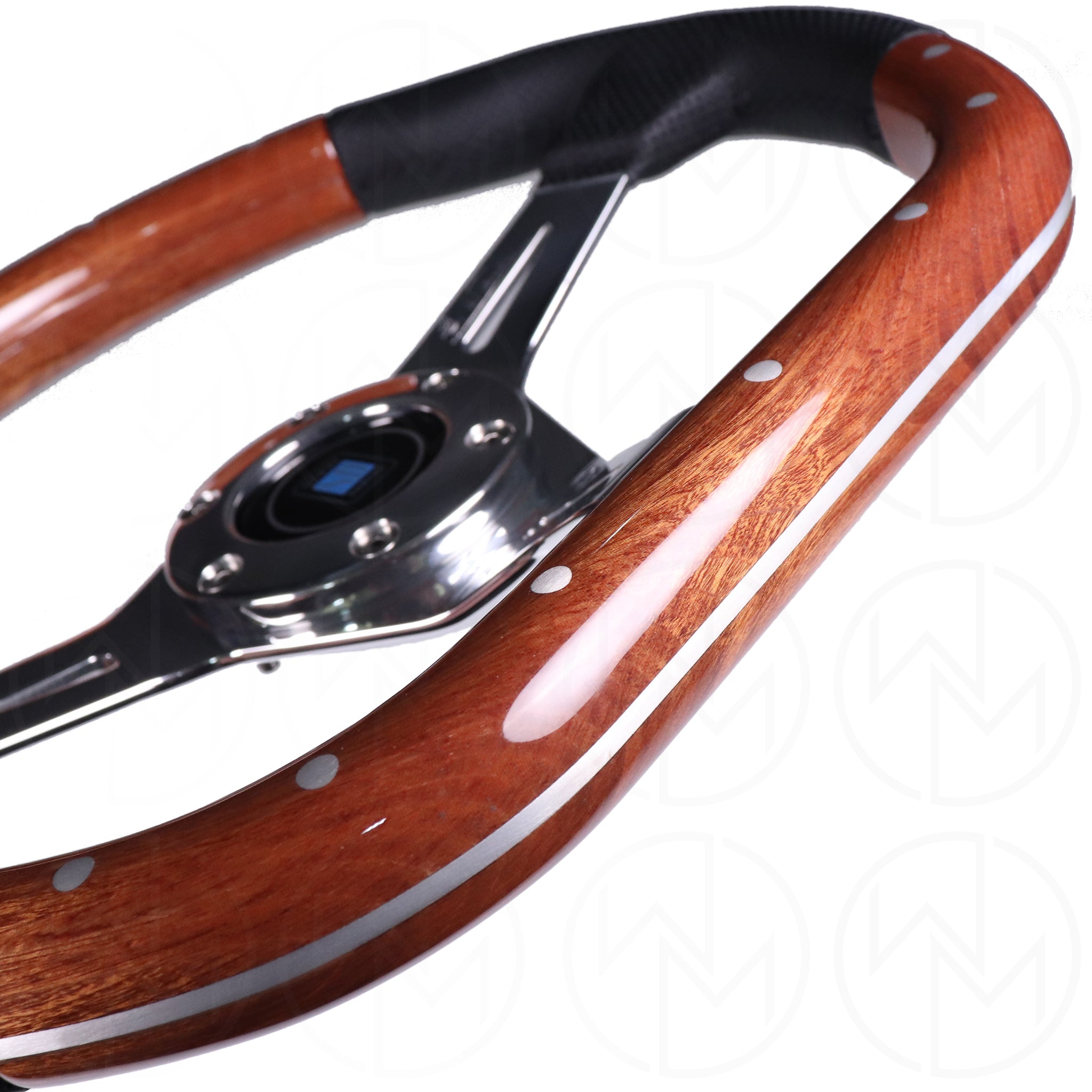 Nardi Kallista Wood Steering Wheel - 350mm Combo Wood & Leather w/Polished Spokes
