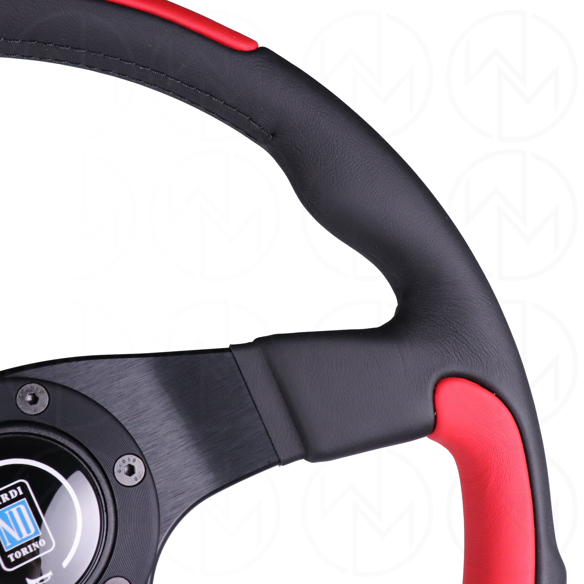 Nardi Leader Steering Wheel - 350mm Combo Black & Red Leather w/Black Stitch