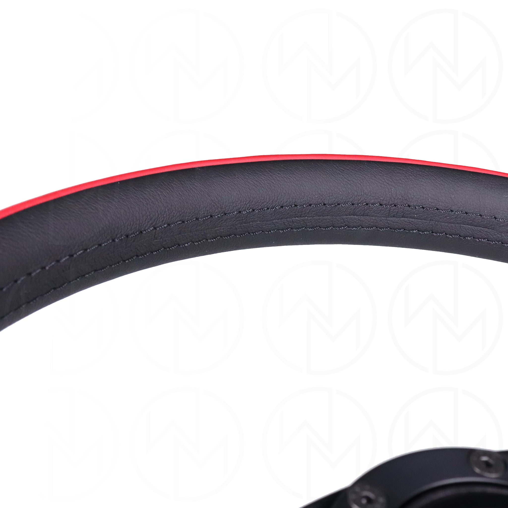 Nardi Leader Steering Wheel - 350mm Combo Black & Red Leather w/Black Stitch