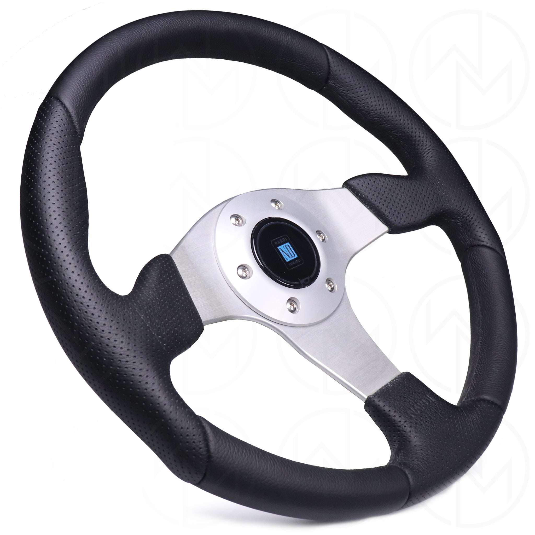 Nardi ND1 Basic Steering Wheel - 350mm Combo Leather w/Silver Spokes