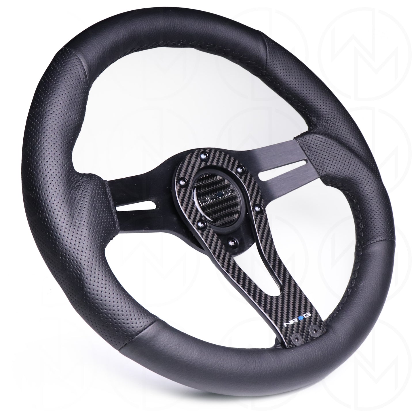 NRG Race Style Carbon Fiber Steering Wheel - 320mm Perforated Leather w/Black Stitch