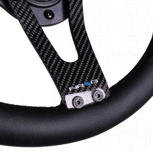NRG Race Style Carbon Fiber Steering Wheel - 320mm Perforated Leather w/Black Stitch
