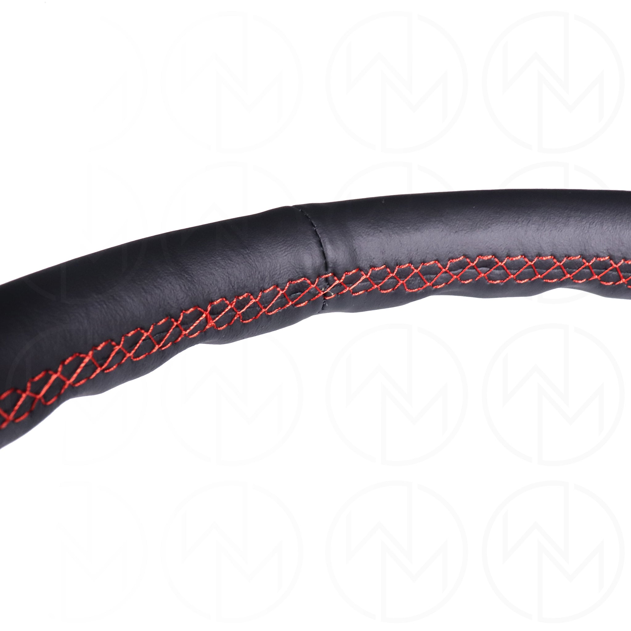 NRG Sports Steering Wheel - 350mm Leather w/Slotted Spokes & Red Stitch