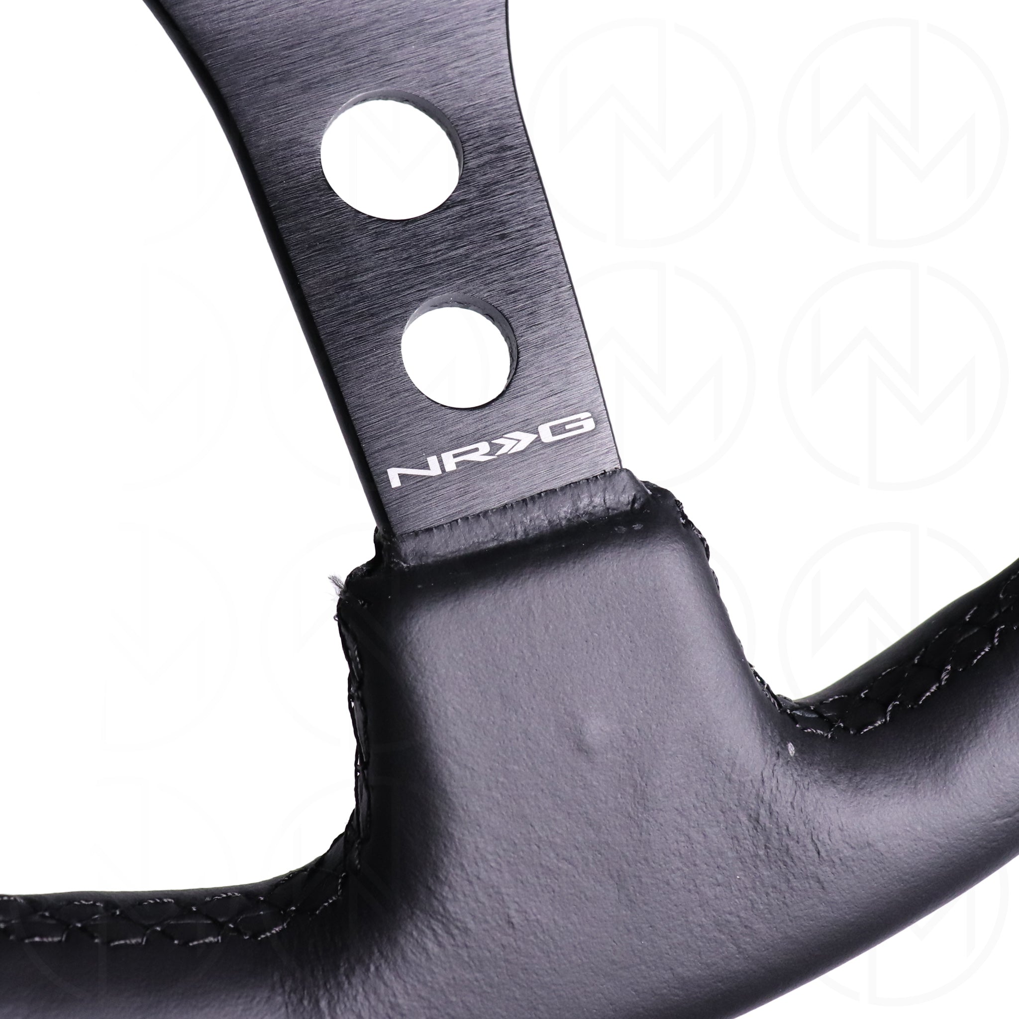 NRG Sports Steering Wheel - 350mm Leather w/Spoke Holes & Black Stitch
