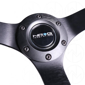 NRG Sport Steering Wheel - 350mm Suede w/Solid Spoke & Baseball Black Stitch