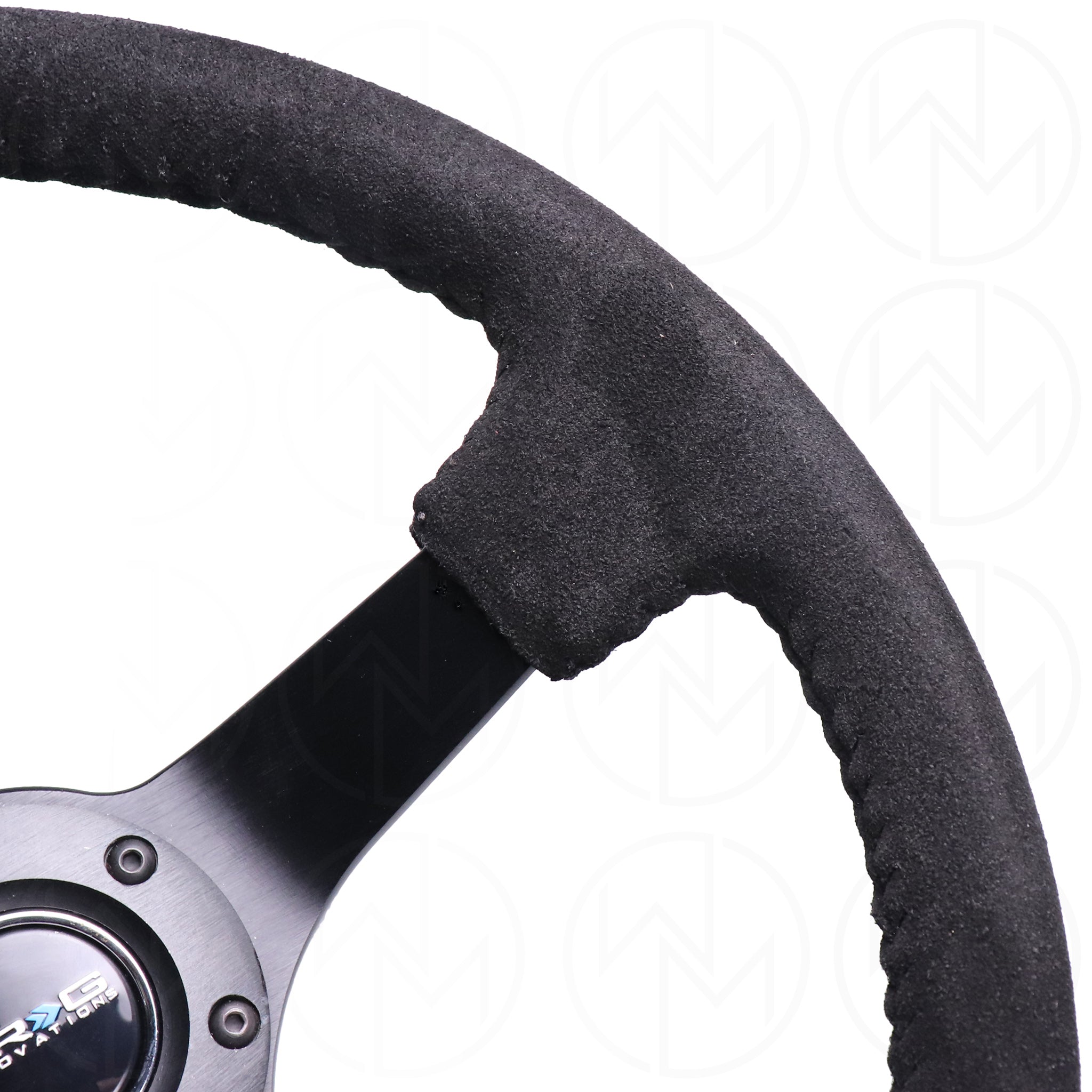 NRG Sport Steering Wheel - 350mm Suede w/Solid Spoke & Baseball Black Stitch
