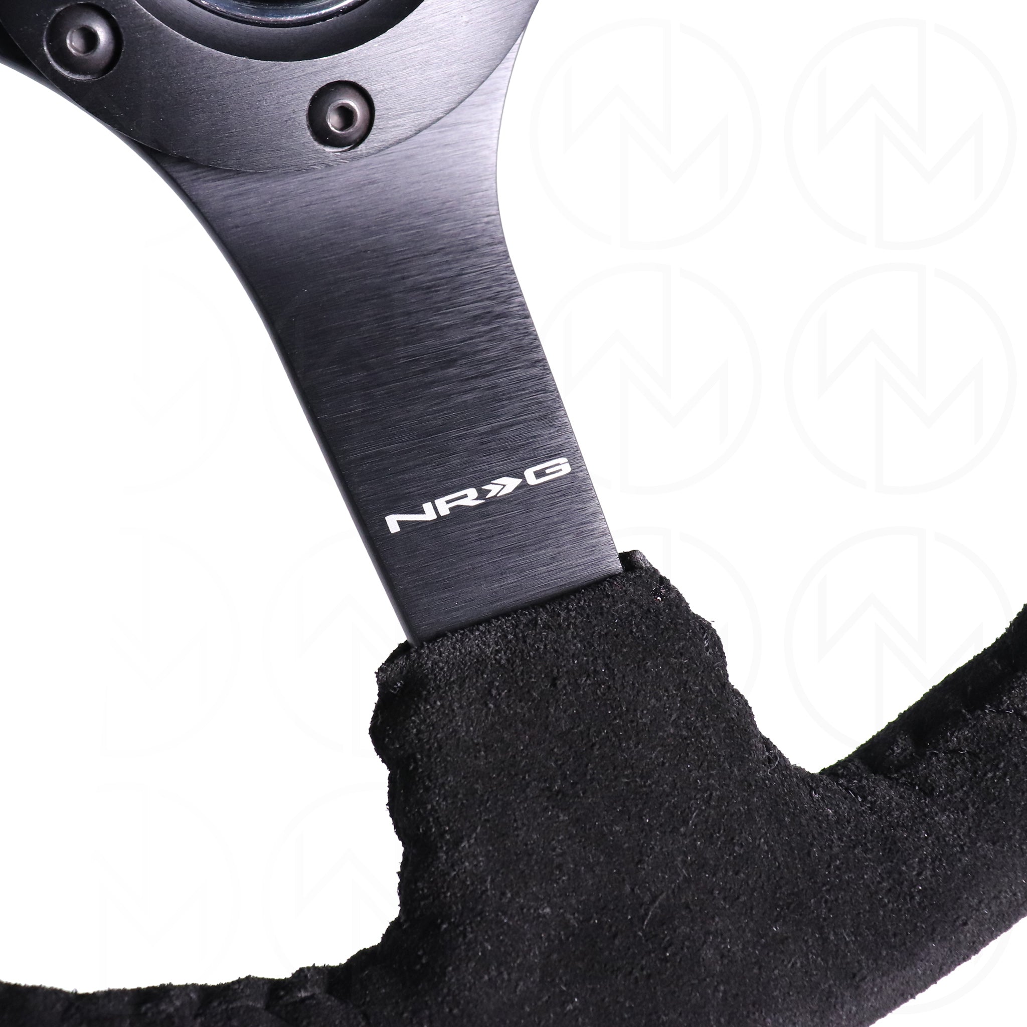 NRG Sport Steering Wheel - 350mm Suede w/Solid Spoke & Baseball Black Stitch