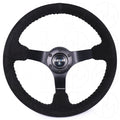 NRG Sport Steering Wheel - 350mm Suede w/Solid Spoke & Baseball Silver Stitch
