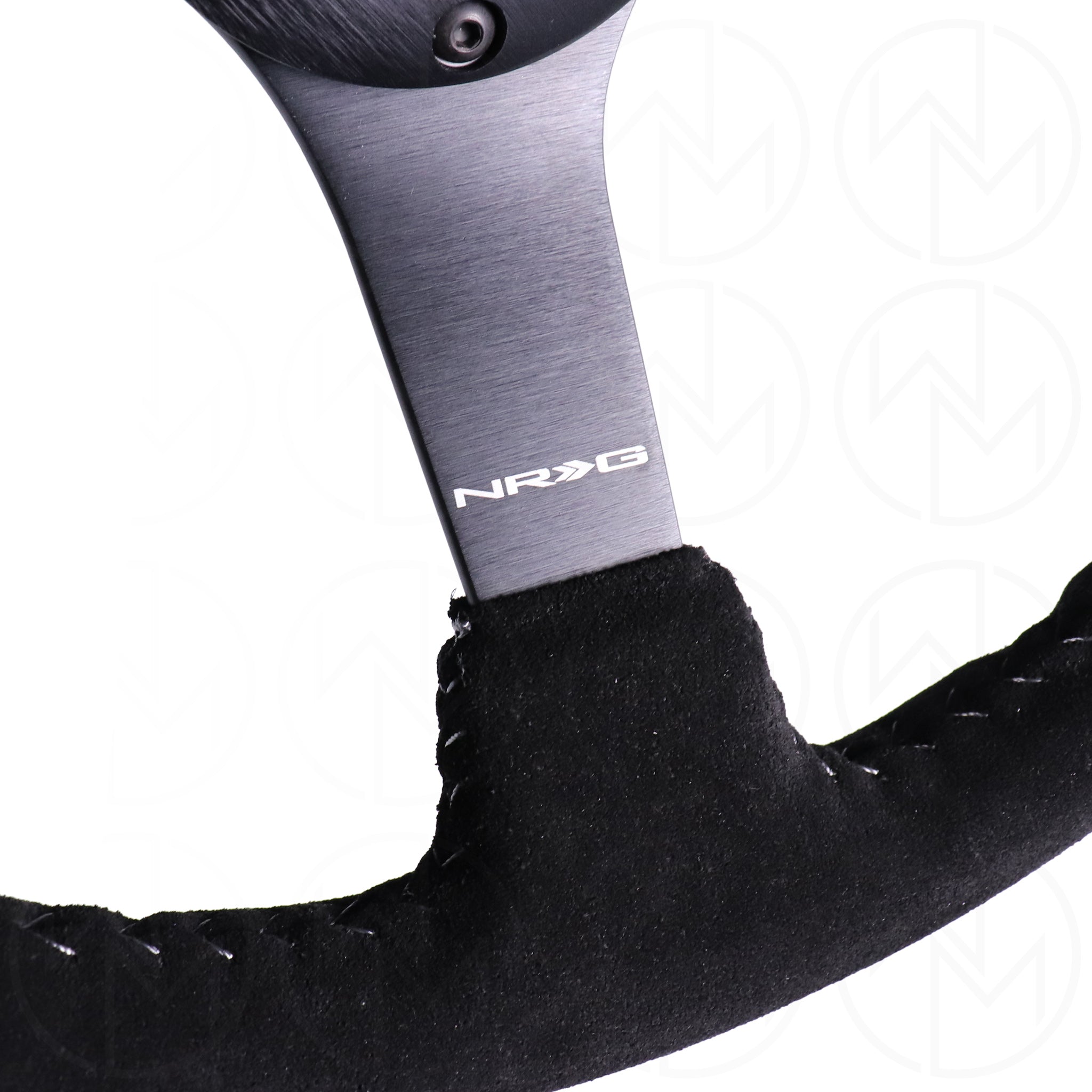 NRG Sport Steering Wheel - 350mm Suede w/Solid Spoke & Baseball Silver Stitch