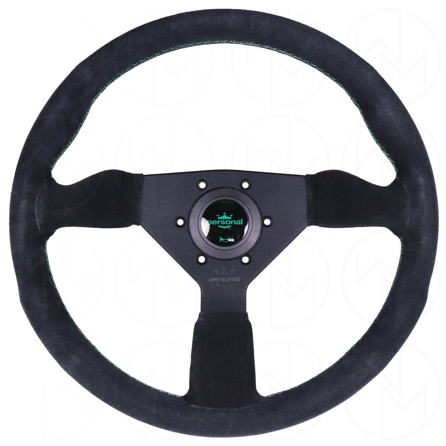 Personal Grinta Steering Wheel - 350mm Suede w/Green Stitch