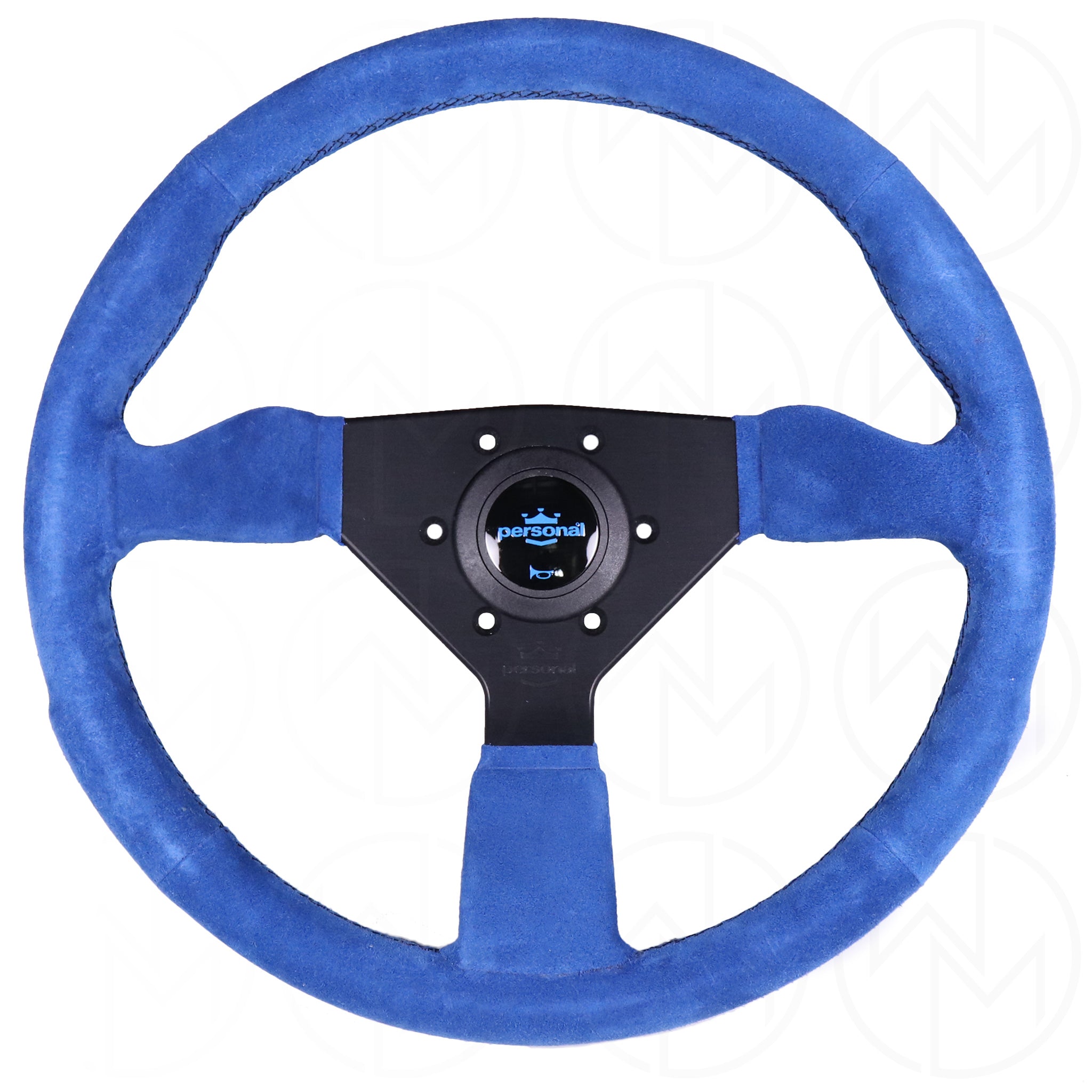 Personal Grinta Steering Wheel - 350mm Blue Suede w/Black Stitch