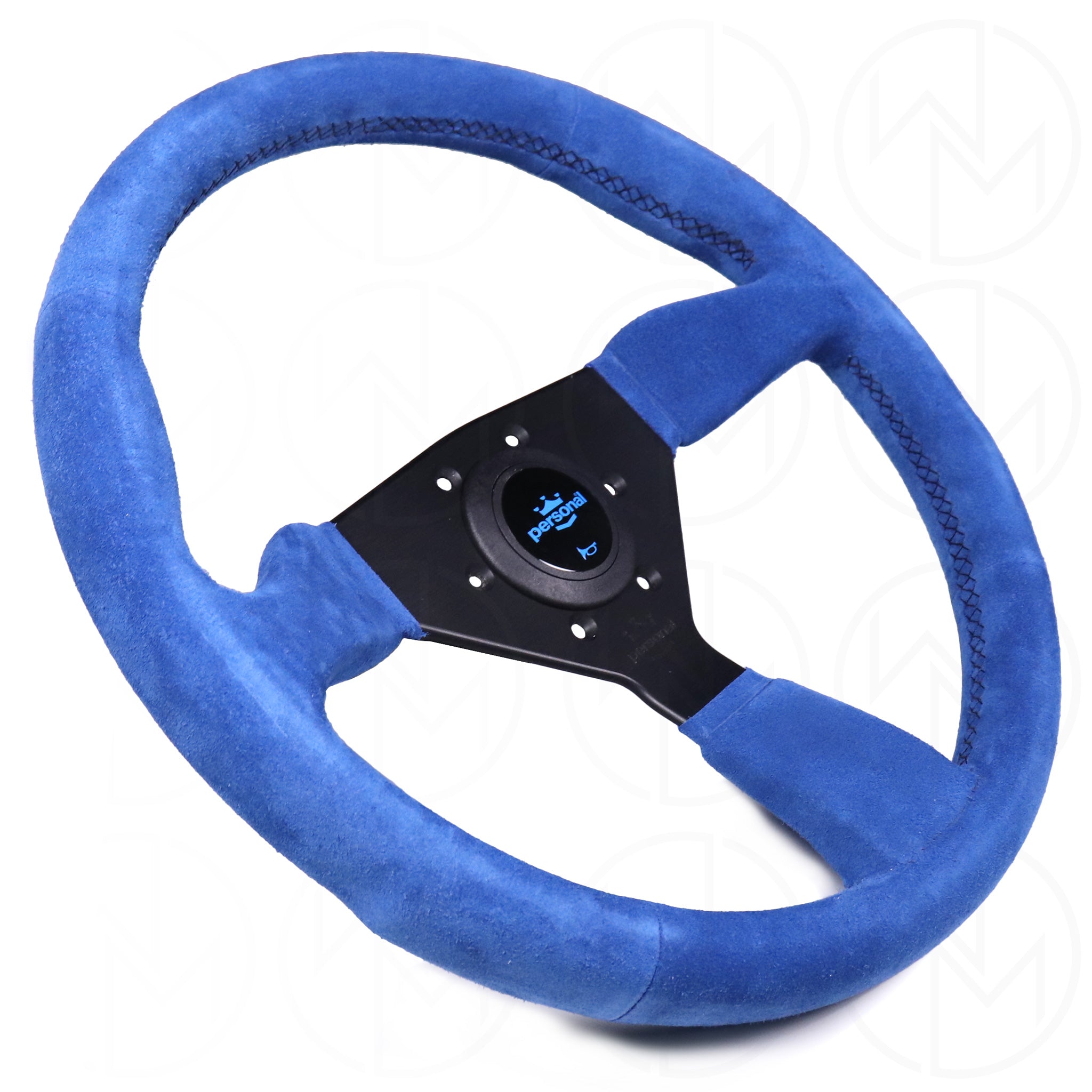 Personal Grinta Steering Wheel - 350mm Blue Suede w/Black Stitch
