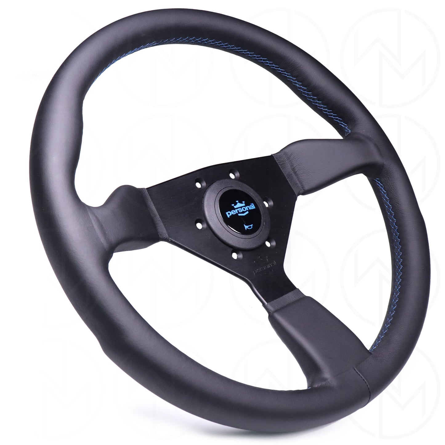 Personal Grinta Steering Wheel - 350mm Leather w/Blue Stitch