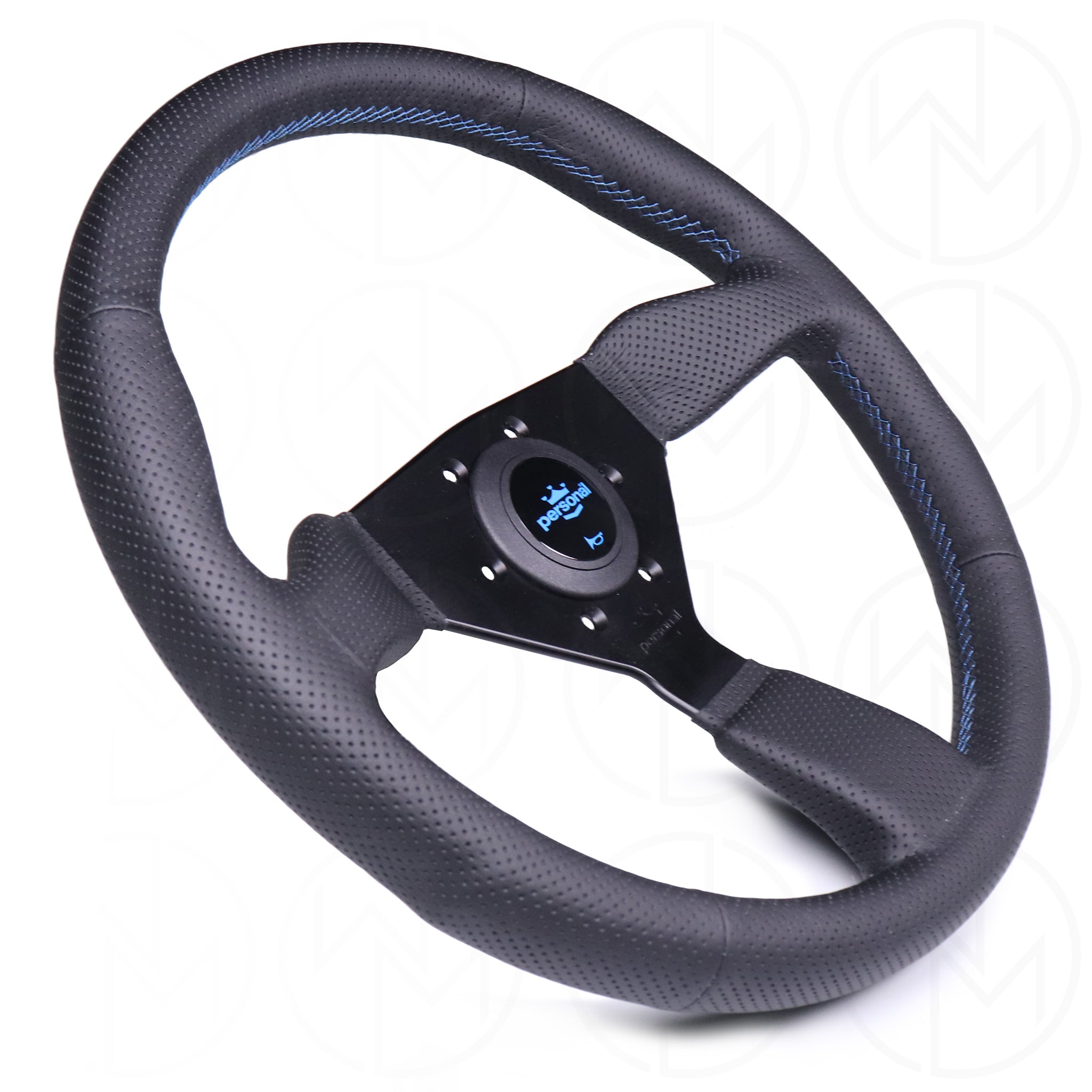 Personal Grinta Steering Wheel - 350mm Perforated Leather w/Blue Stitch