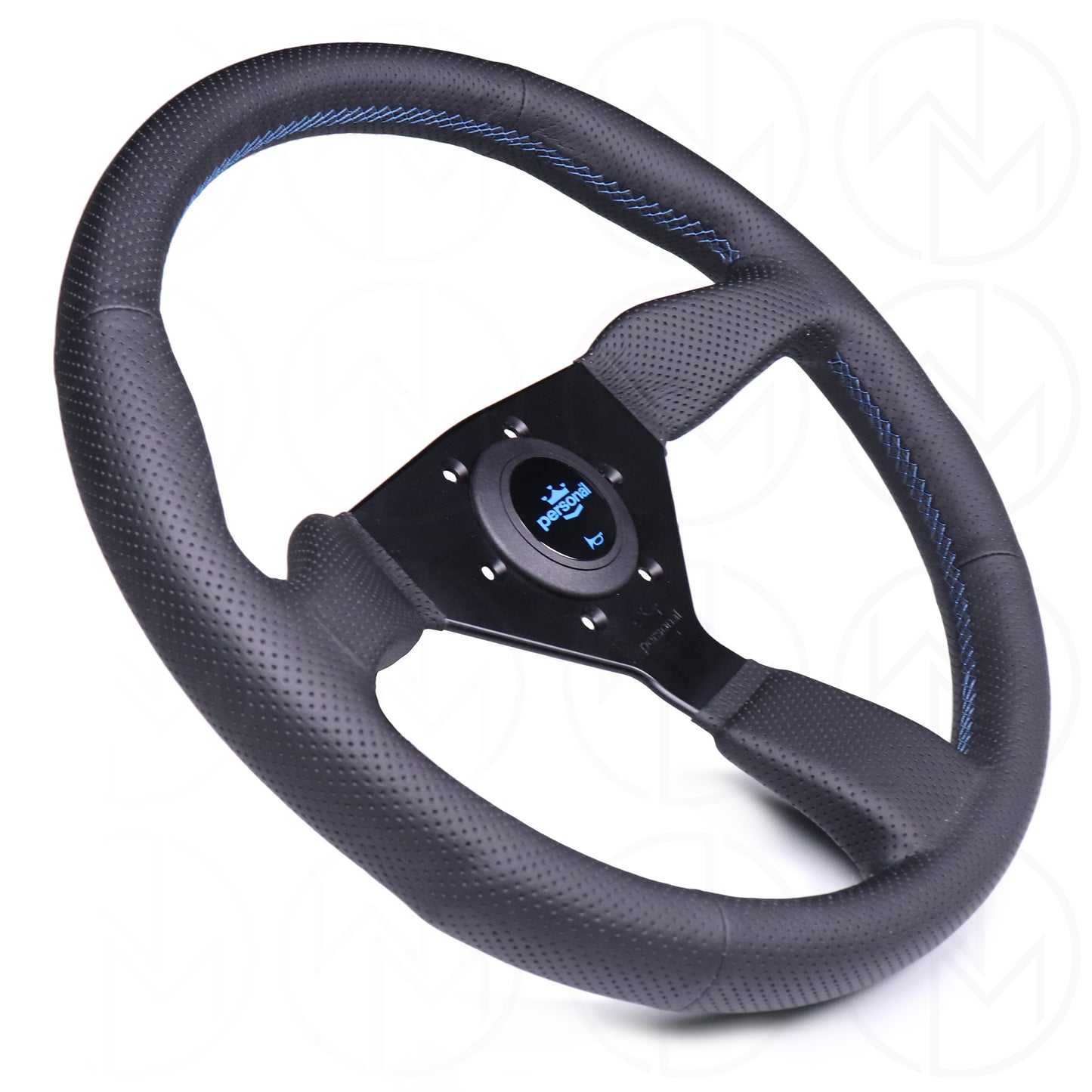 Personal Grinta Steering Wheel - 330mm Perforated Leather w/Blue Stitch