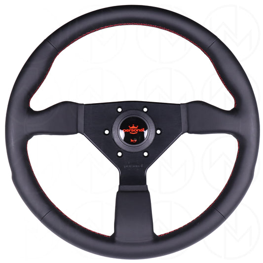 Personal Grinta Steering Wheel - 330mm Leather w/Red Stitch