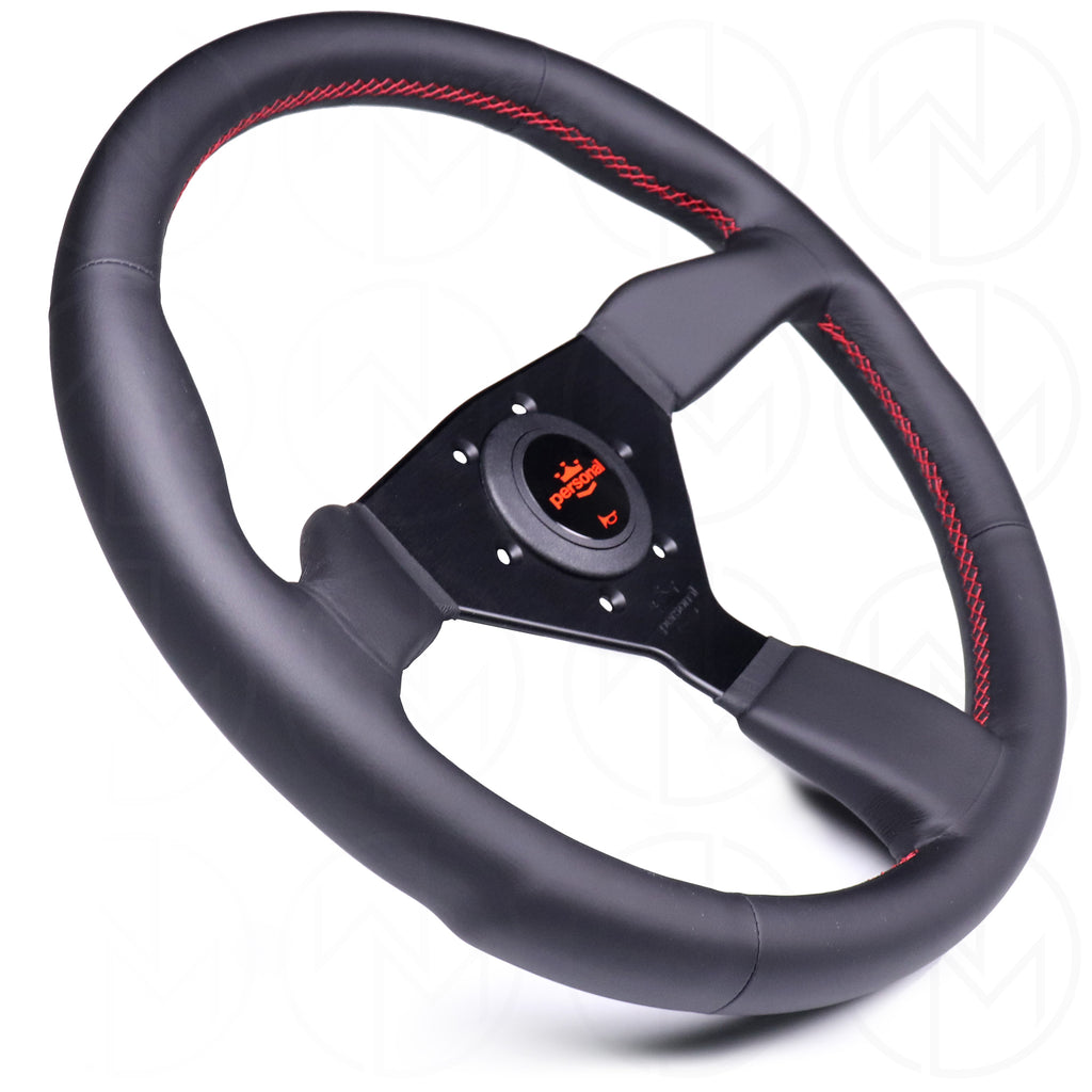 Personal Grinta Steering Wheel - 330mm Leather w/Red Stitch