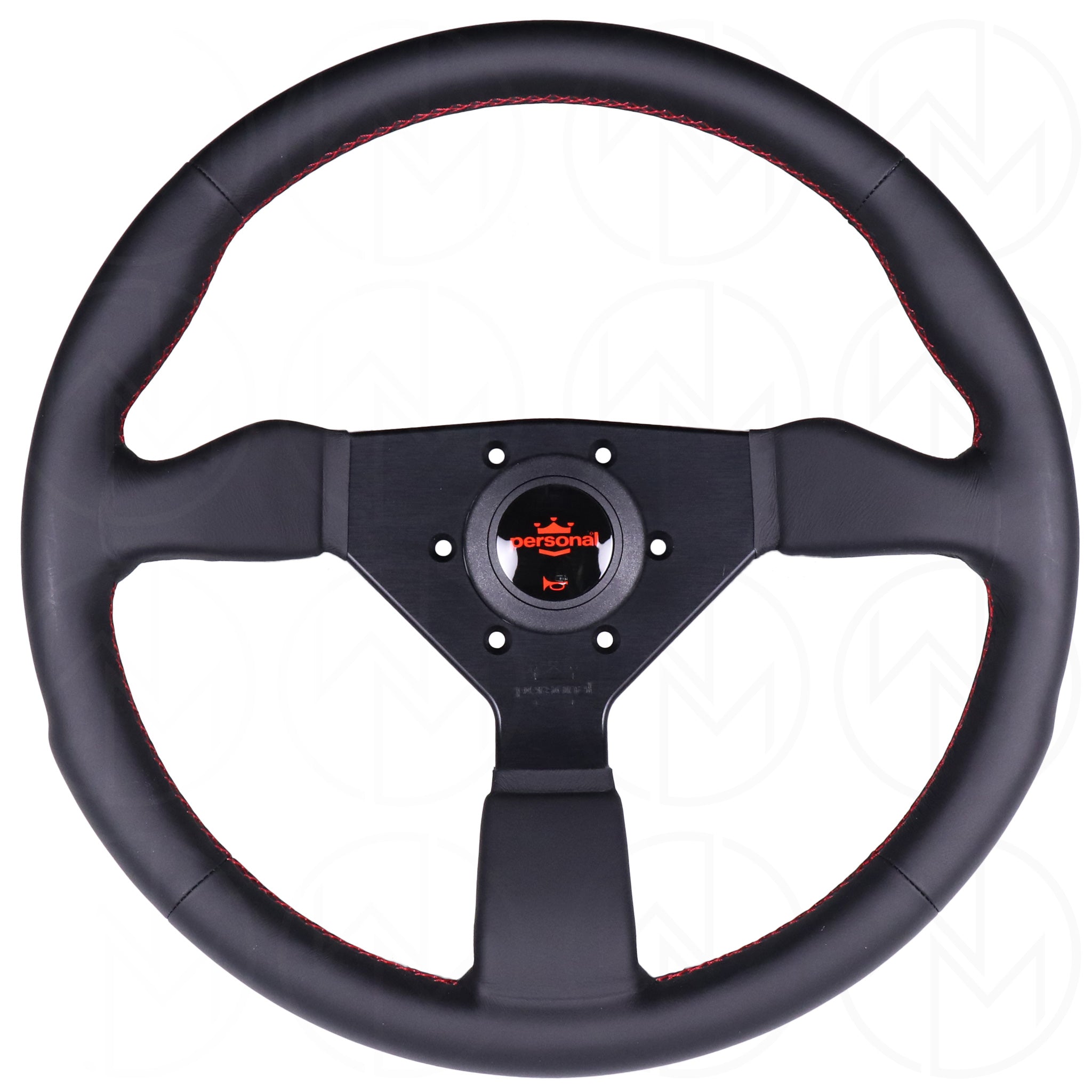 Personal Grinta Steering Wheel - 350mm Leather w/Red Stitch