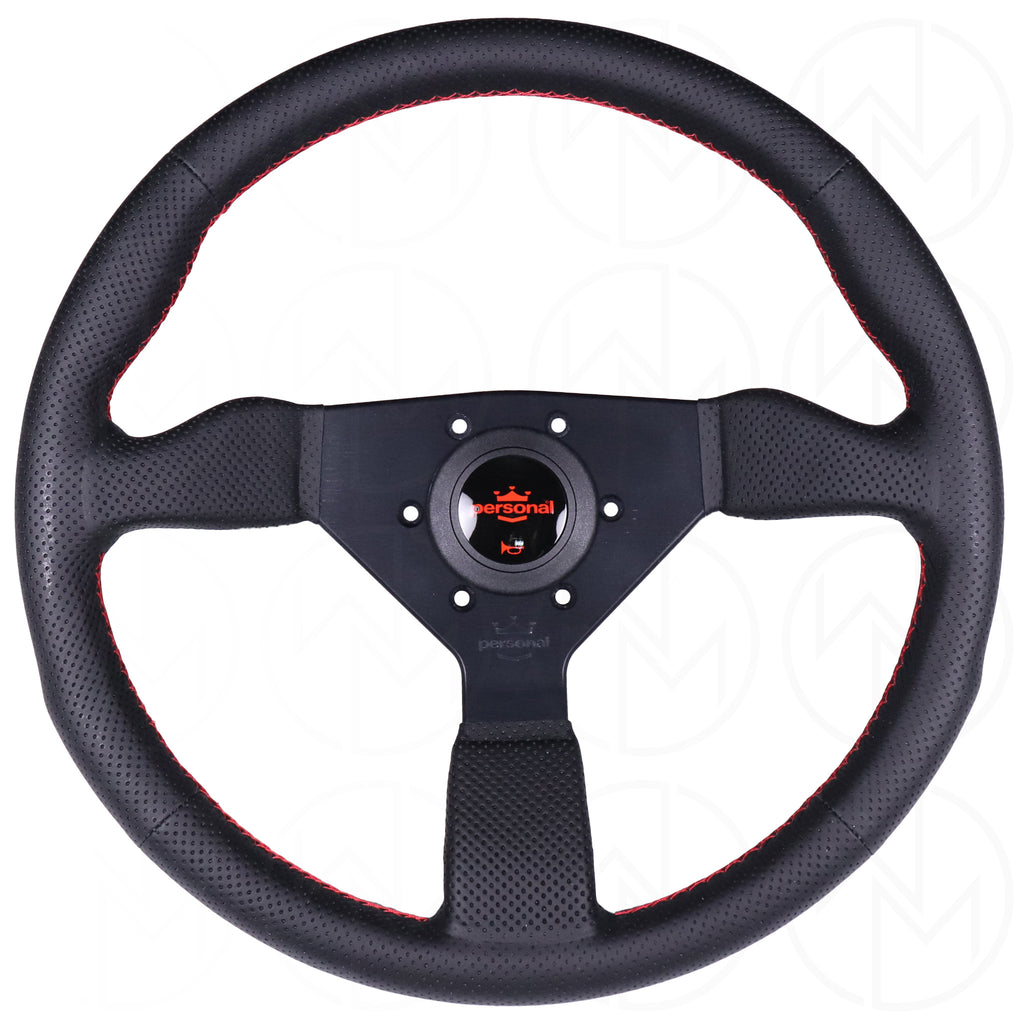 Personal Grinta Steering Wheel - 350mm Perforated Leather w/Red Stitch
