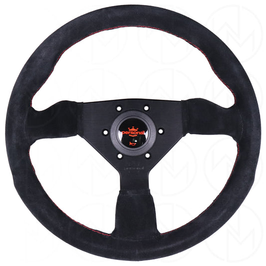 Personal Grinta Steering Wheel - 350mm Suede w/Red Stitch