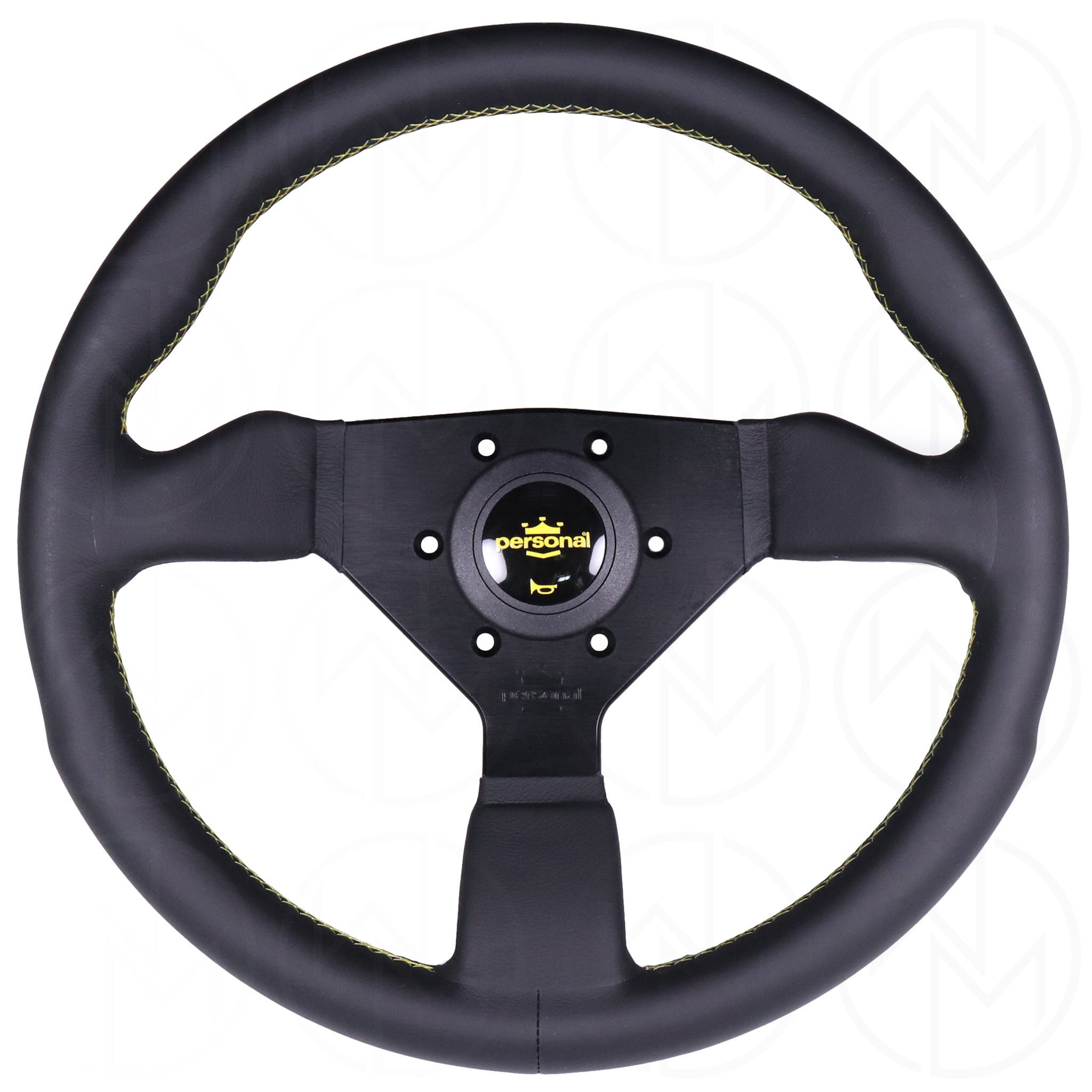 Personal Grinta Steering Wheel - 330mm Leather w/Yellow Stitch
