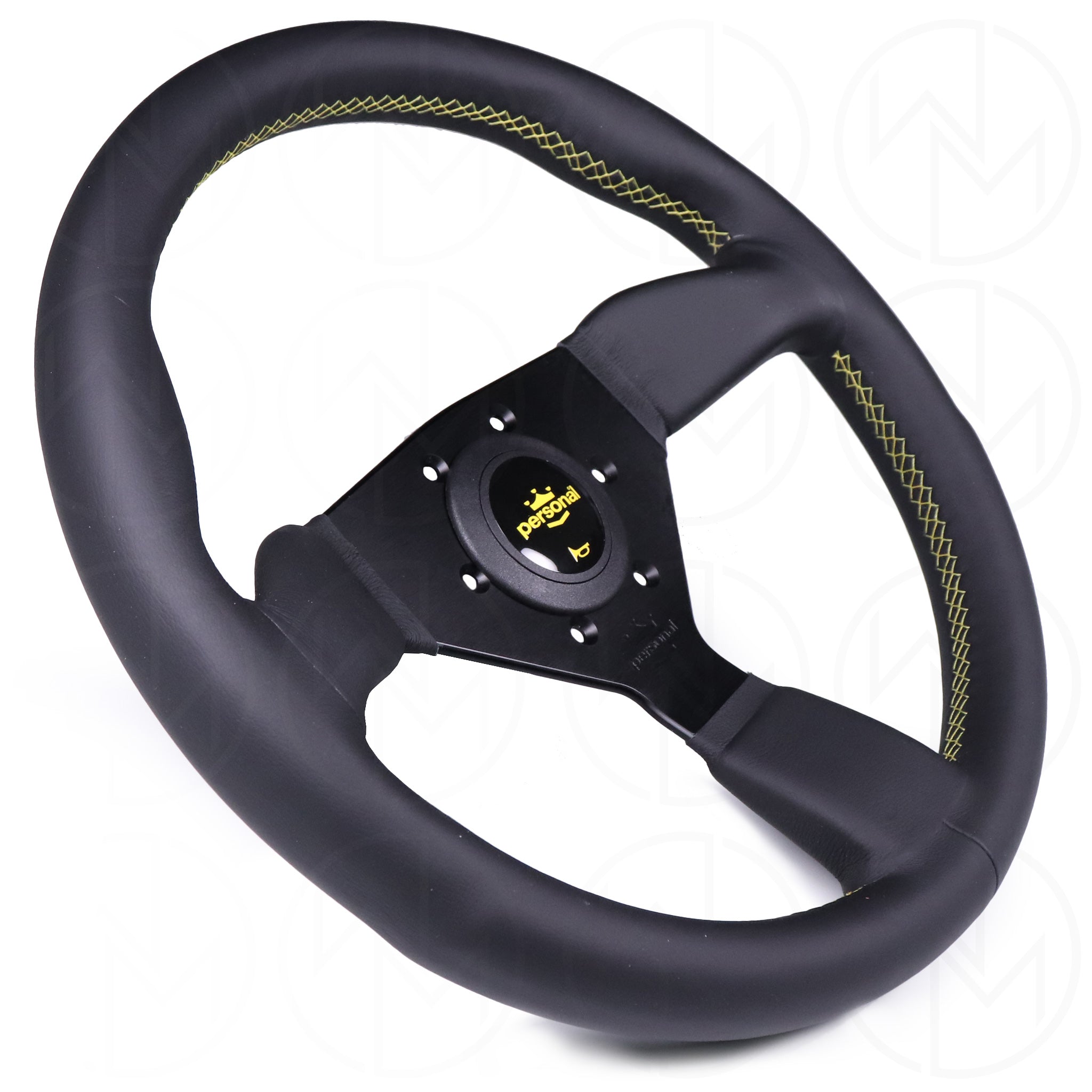 Personal Grinta Steering Wheel - 330mm Leather w/Yellow Stitch