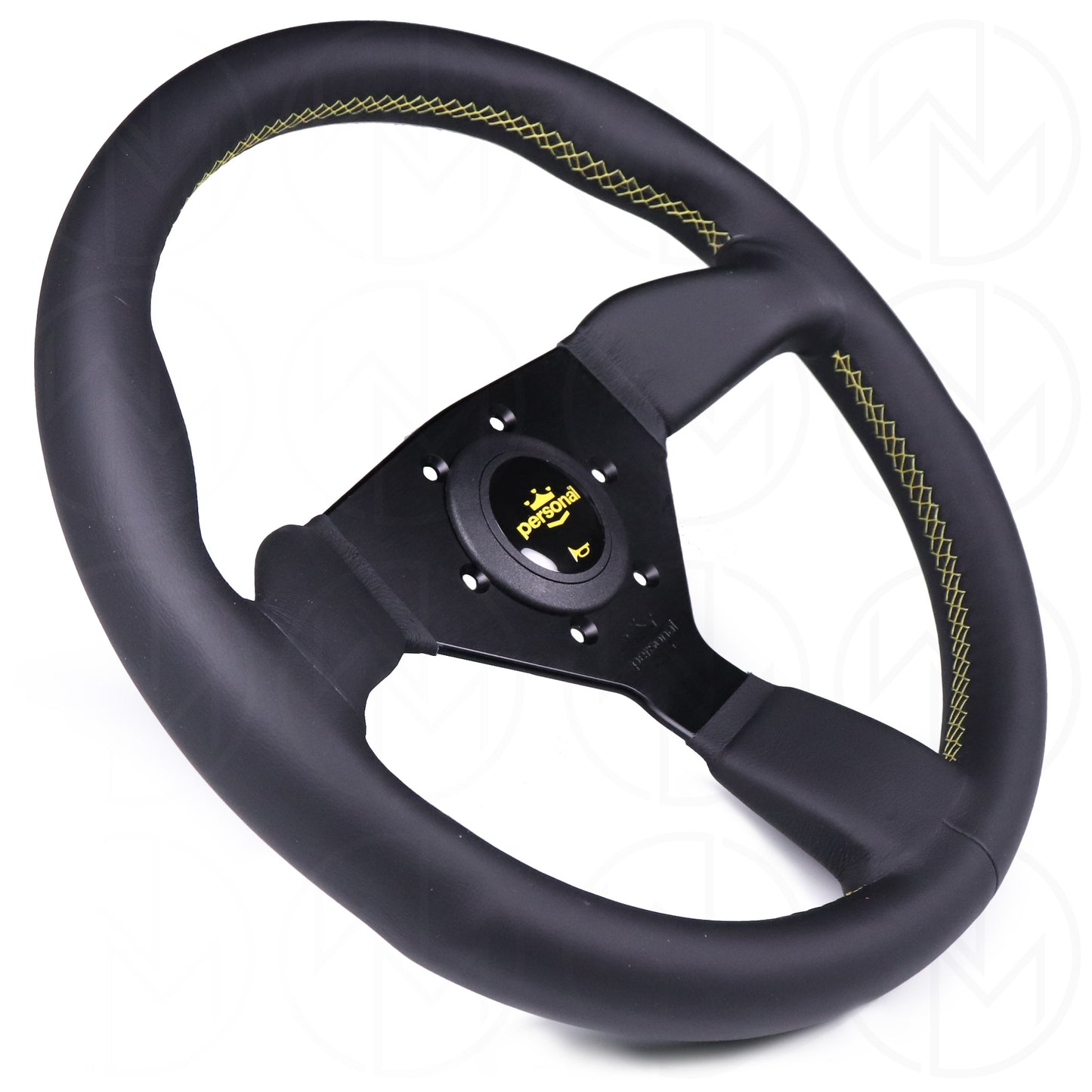 Personal Grinta Steering Wheel - 350mm Leather w/Yellow Stitch