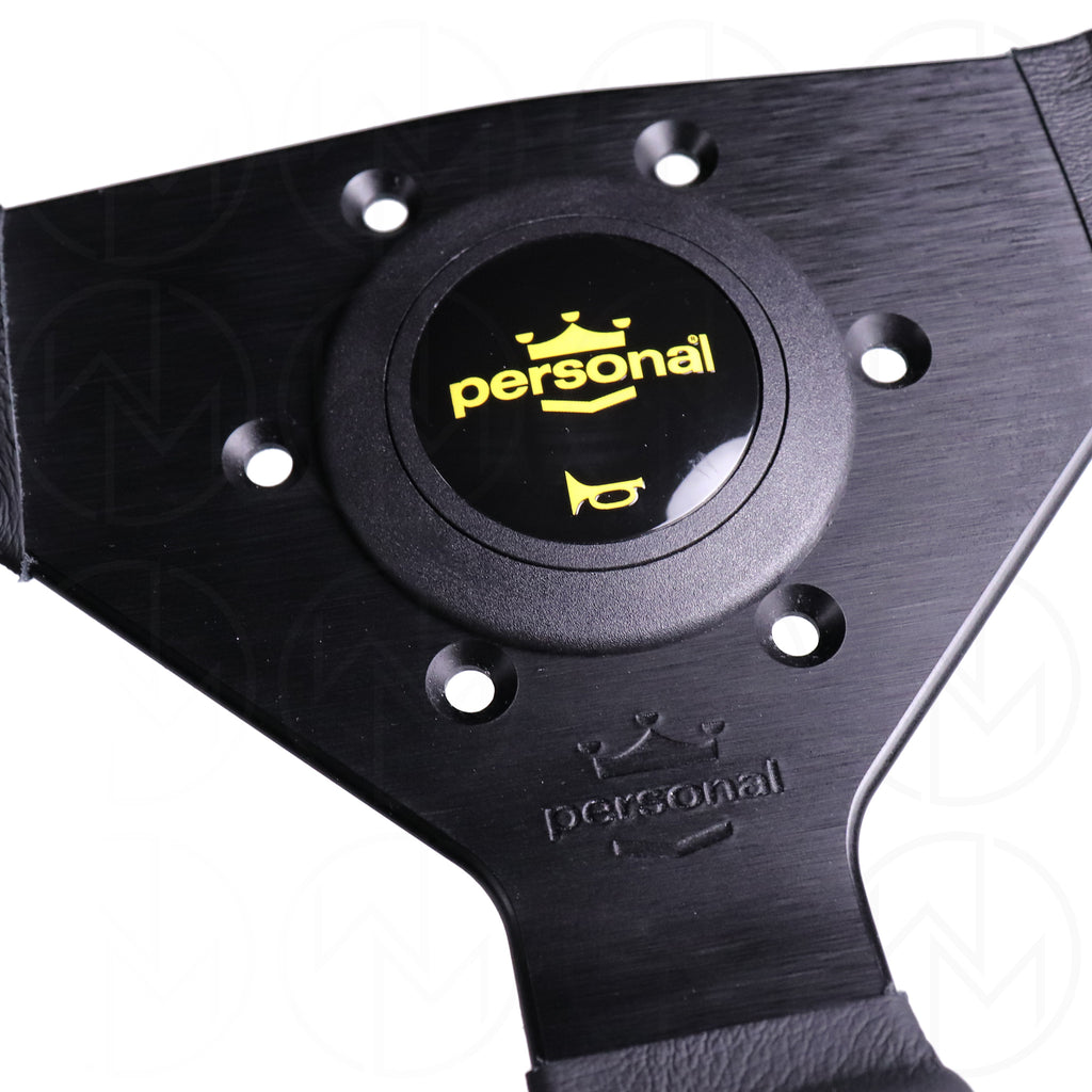 Personal Grinta Steering Wheel - 330mm Leather w/Yellow Stitch