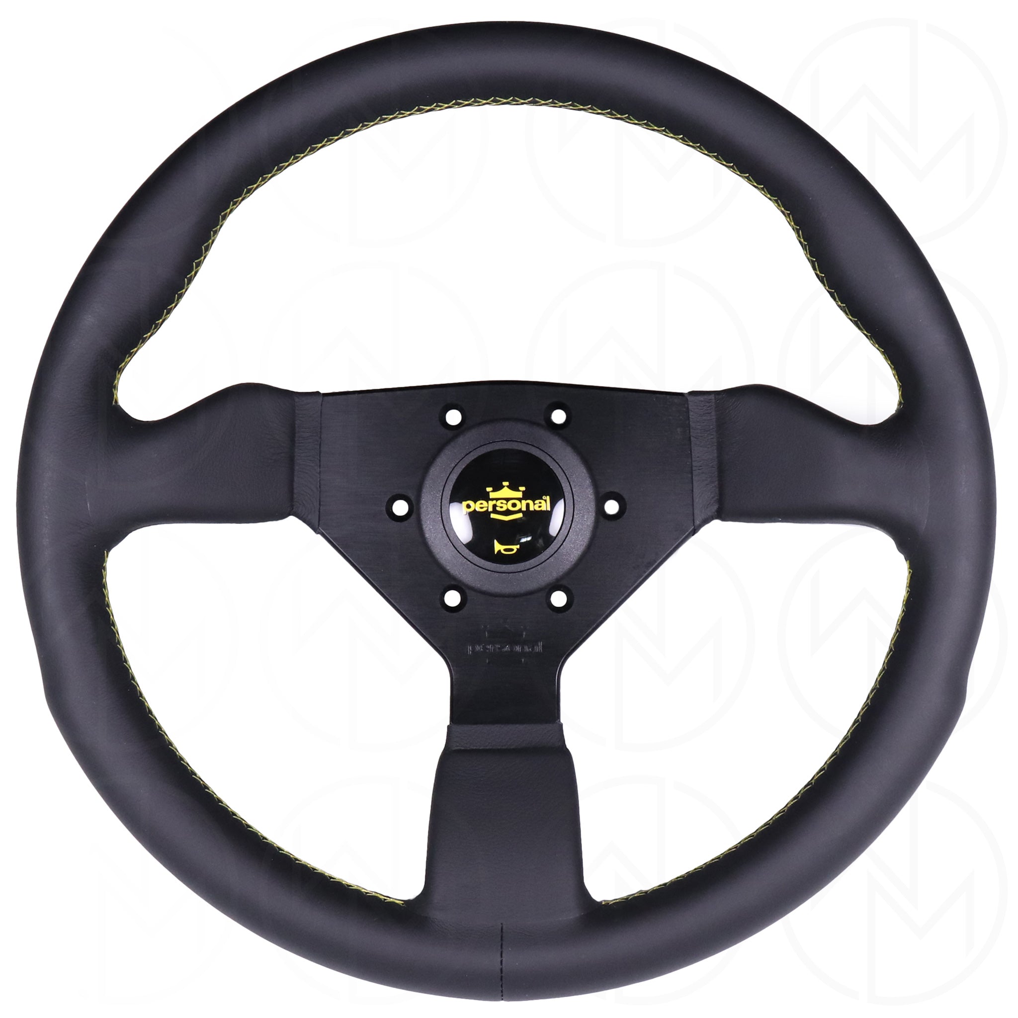 Personal Grinta Steering Wheel - 350mm Leather w/Yellow Stitch