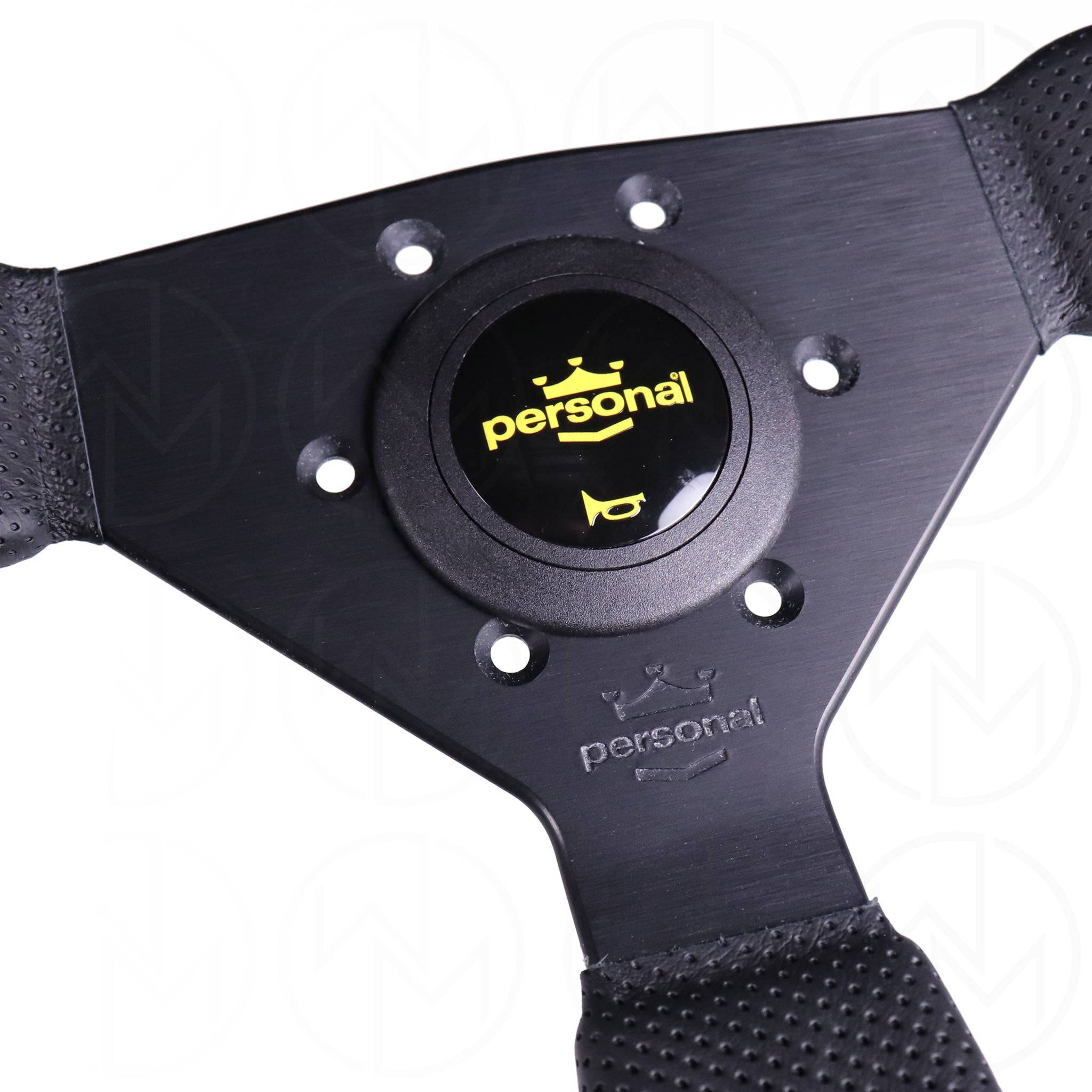Personal Grinta Steering Wheel - 350mm Perforated Leather w/Yellow Stitch