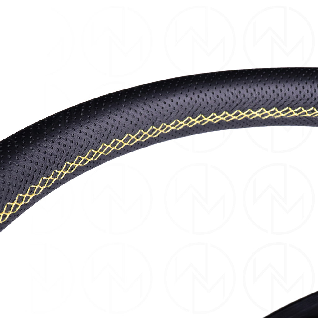 Personal Grinta Steering Wheel - 350mm Perforated Leather w/Yellow Stitch