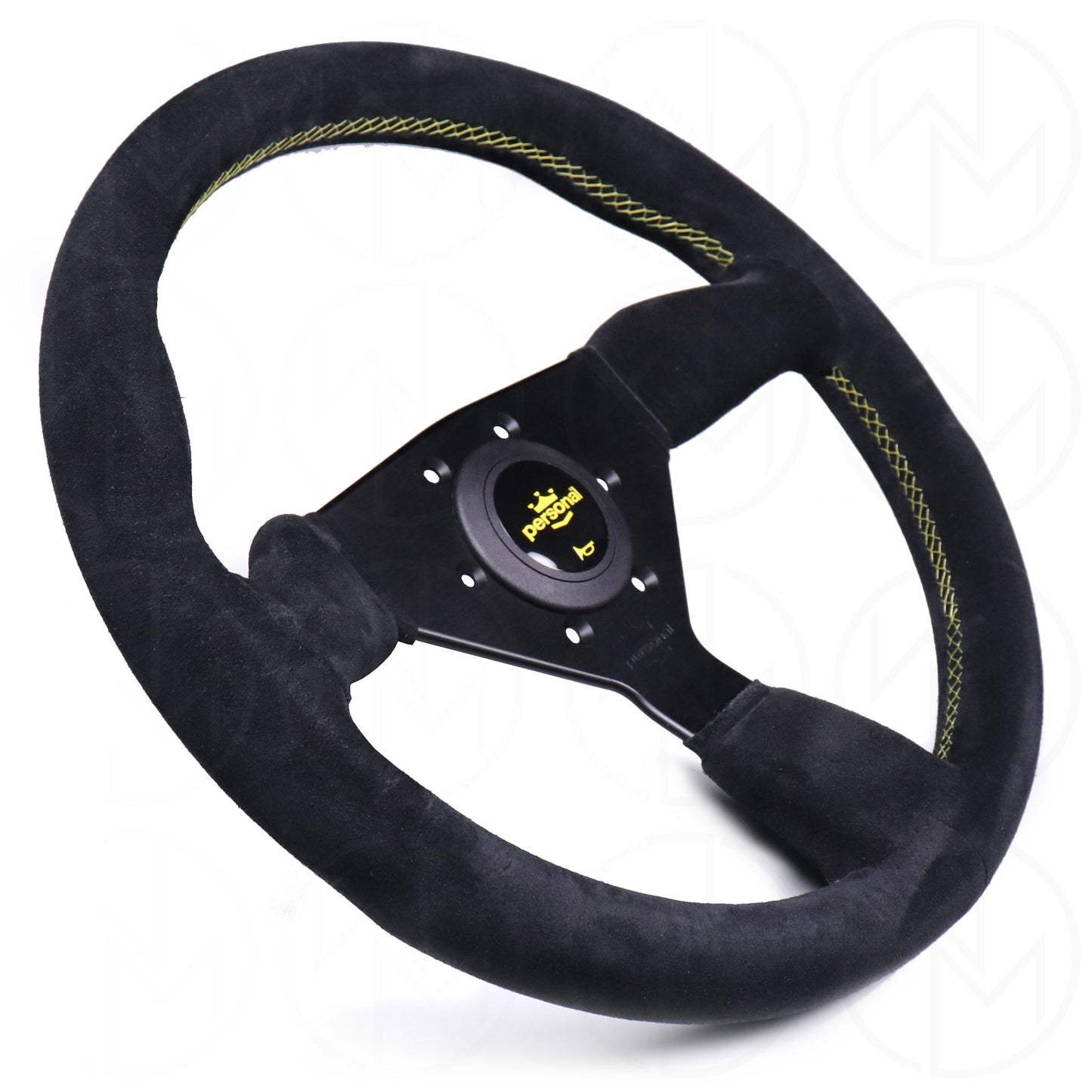 Personal Grinta Steering Wheel - 350mm Suede w/Yellow Stitch