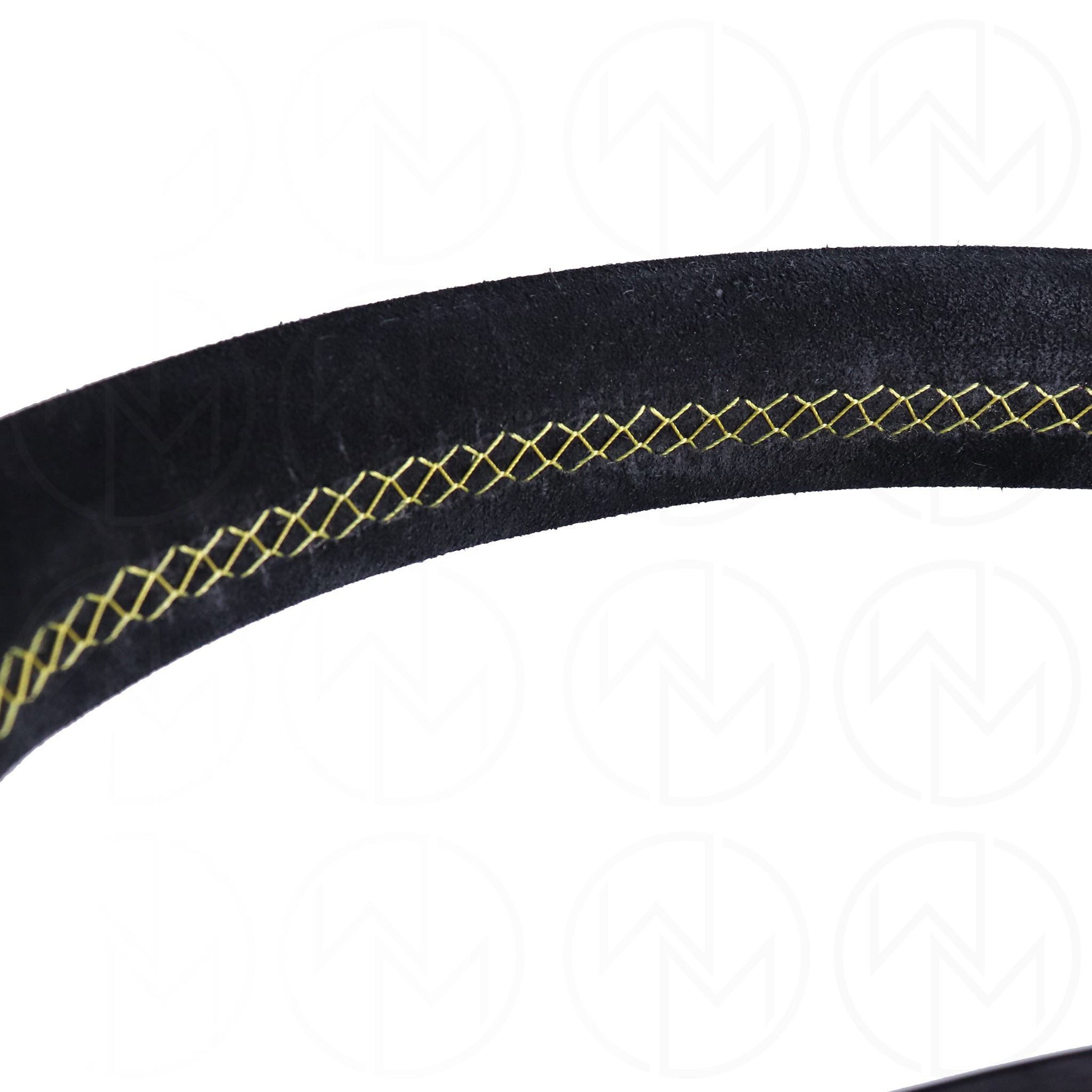 Personal Grinta Steering Wheel - 350mm Suede w/Yellow Stitch & Logo