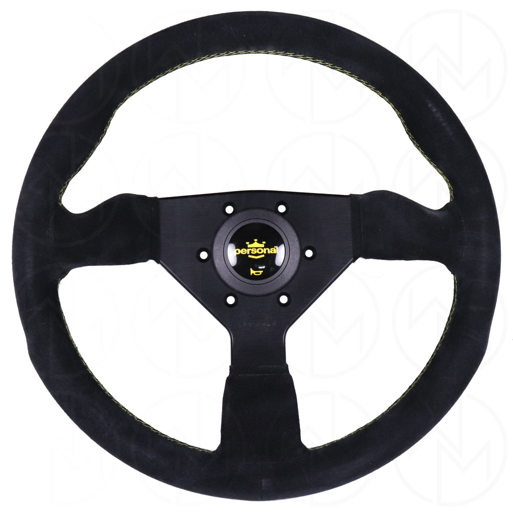 Personal Grinta Steering Wheel - 350mm Suede w/Yellow Stitch