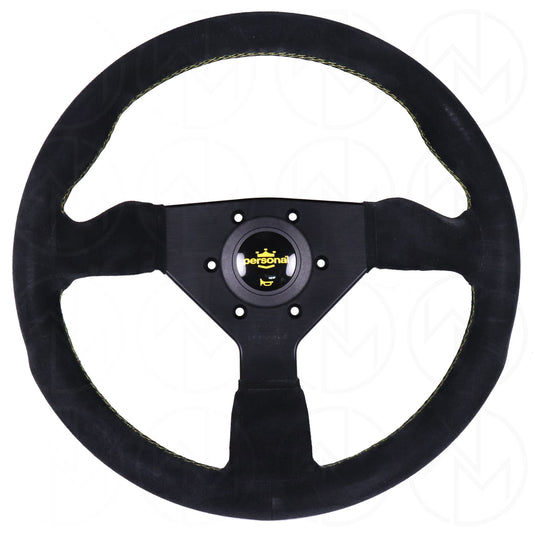 Personal Grinta Steering Wheel - 330mm Suede w/Yellow Stitch