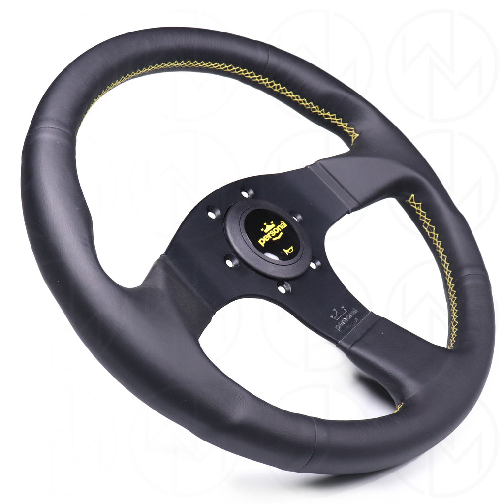 Personal Neo Actis Steering Wheel - 340mm Leather w/Yellow Stitch