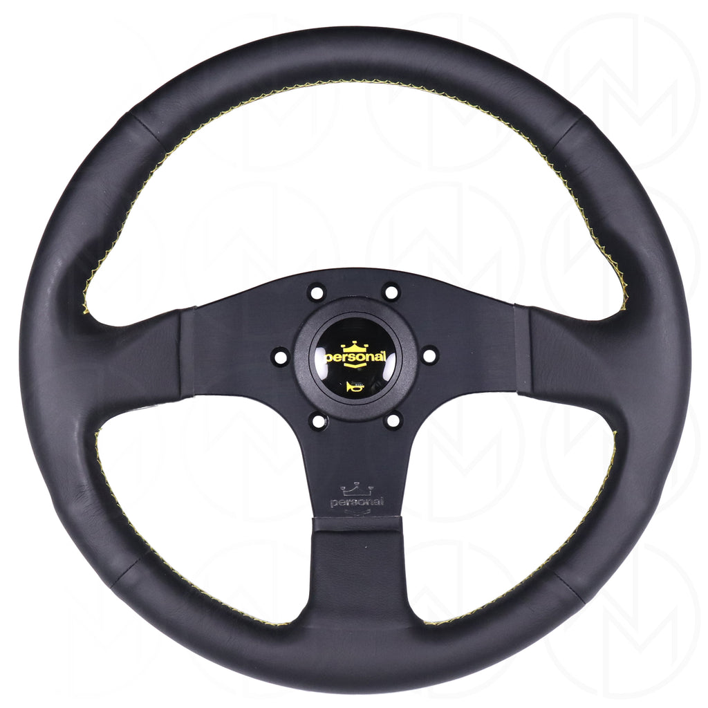 Personal Neo Actis Steering Wheel - 330mm Leather w/Yellow Stitch