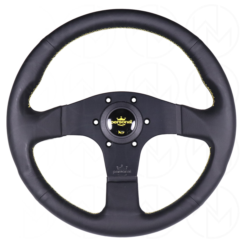 Personal Neo Actis Steering Wheel - 340mm Leather w/Yellow Stitch