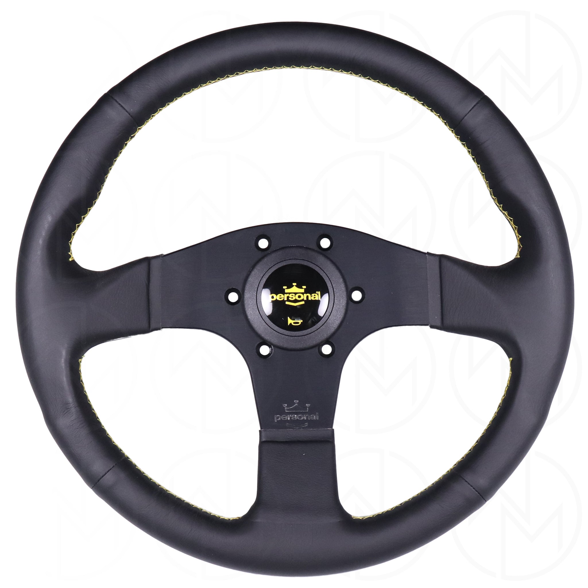 Personal Neo Actis Steering Wheel - 340mm Leather w/Yellow Stitch