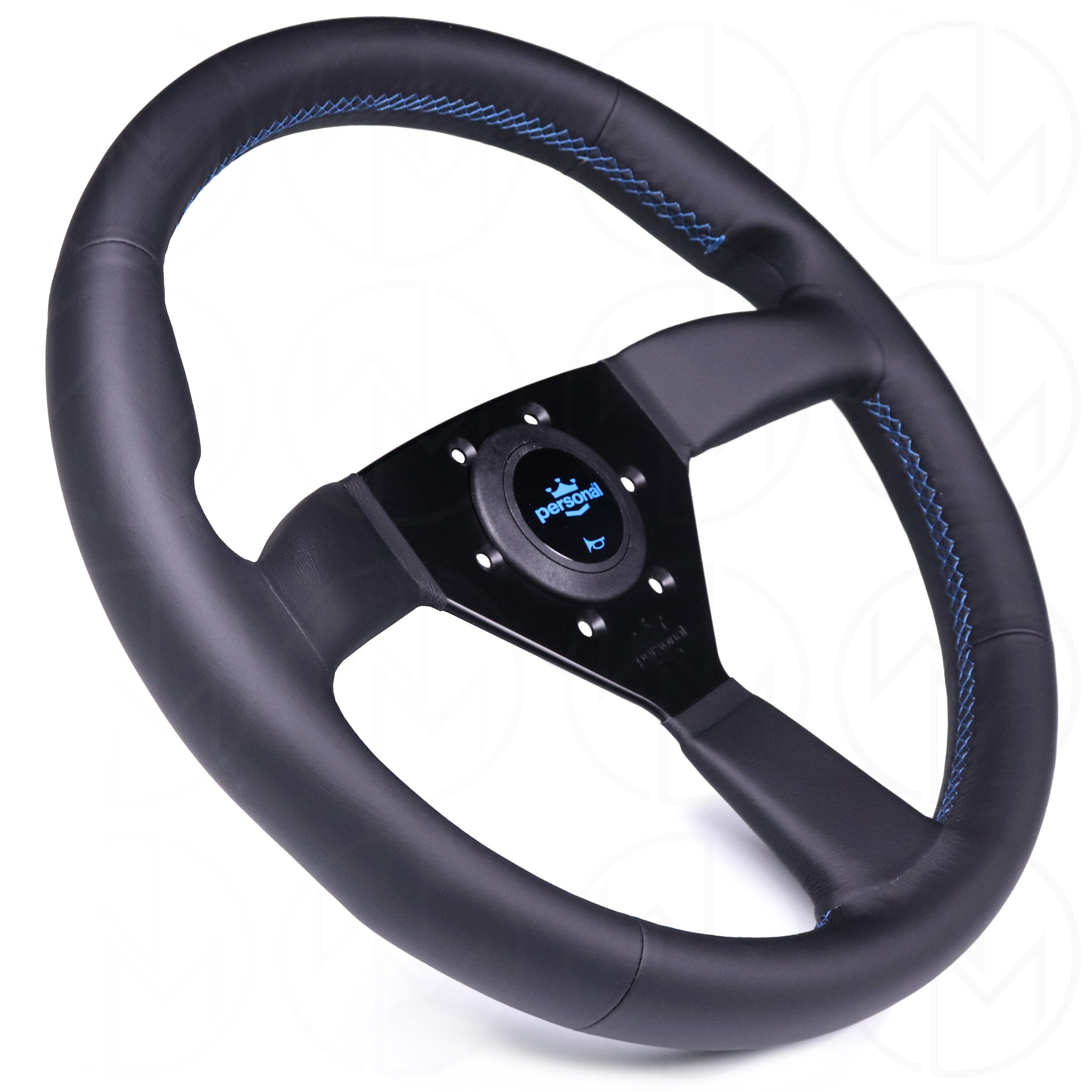 Personal Neo Eagle Steering Wheel - 340mm Leather w/Blue Stitch