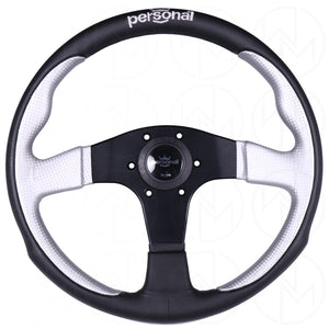 Personal Pole Position Steering Wheel - 350mm Leather Combo w/Black Stitch & Embroidery